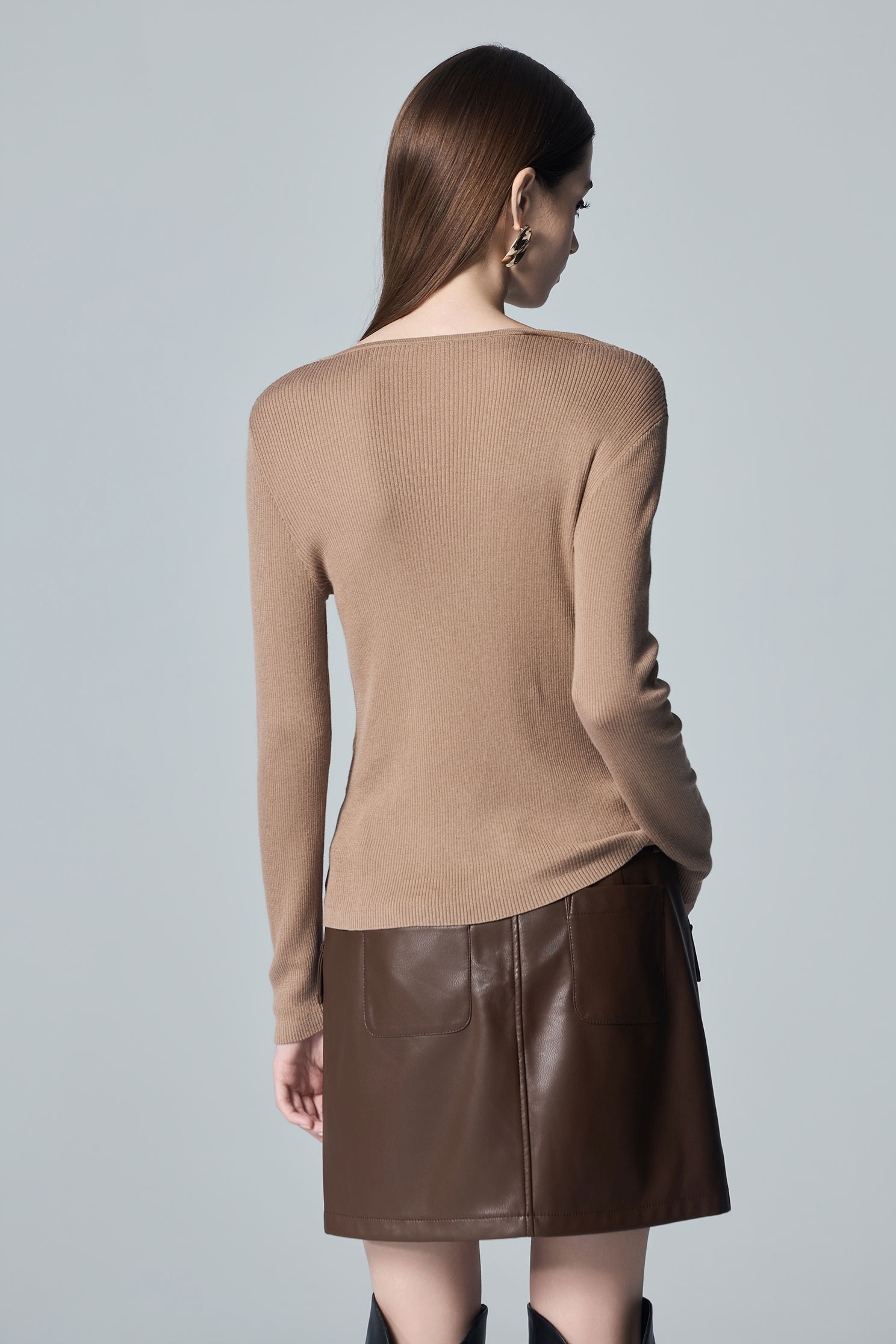 Fake Two Piece Coco Brown Knit TopFake Two Piece Coco Brown Knit Top,Tops,Season (AW) Look,Knitted,Knitted tops