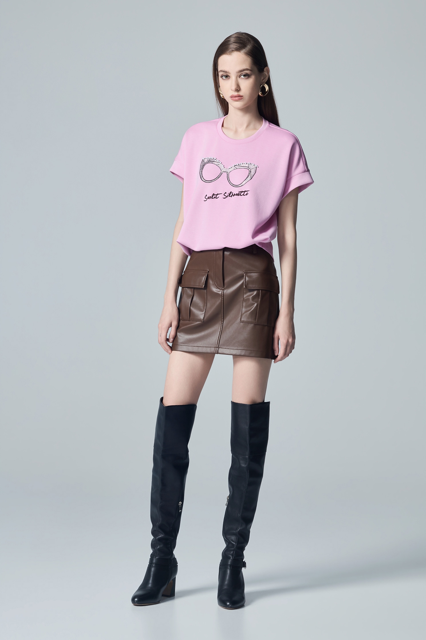 Sequin Spectacle Graphic Pink TeeSequin Spectacle Graphic Pink Tee,Tops,pearl,Season (AW) Look,Embroidered