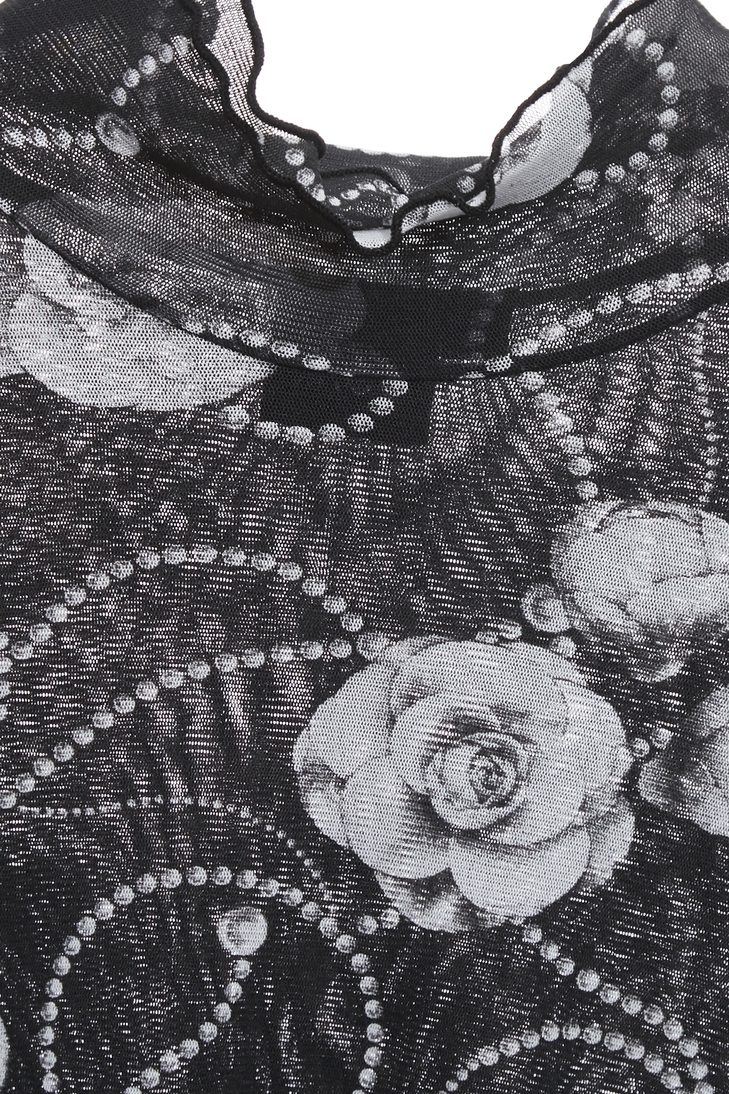 Rose Print Turtleneck Long Sleeve TopRose Print Turtleneck Long Sleeve Top,Tops,Under shirts,pearl,Season (AW) Look,Mesh tops