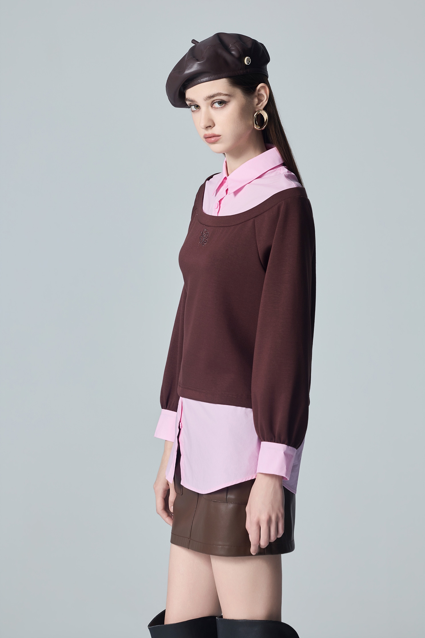 Colour Block Long Sleeve TopColour Block Long Sleeve Top,Tops,Season (AW) Look,Embroidered