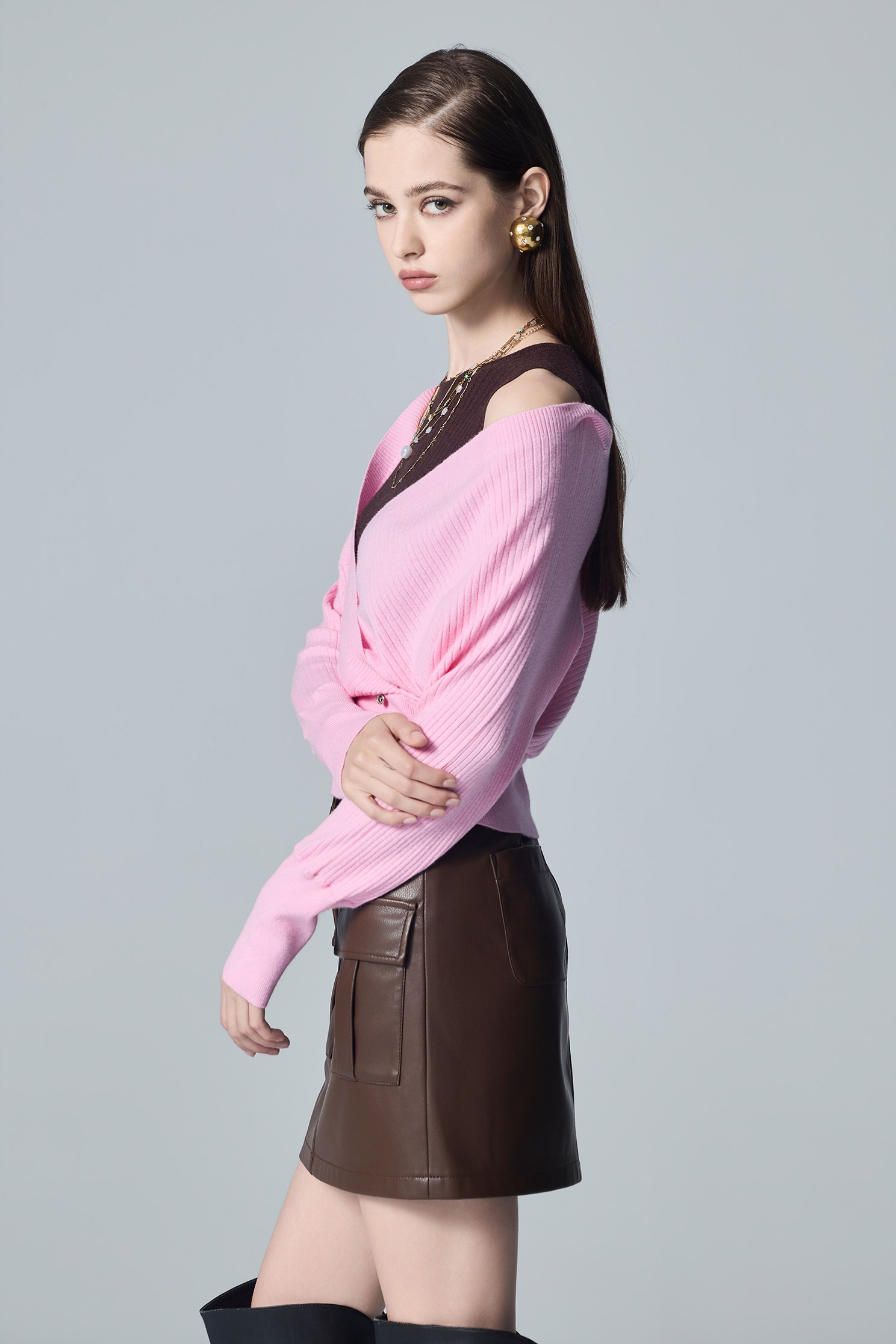 Fake Two Piece Long Sleeve Knit TopFake Two Piece Long Sleeve Knit Top,sleeveless tops,Tops,Season (AW) Look,sleeveless tops,Knitted,Knitted tops,Knitted tops