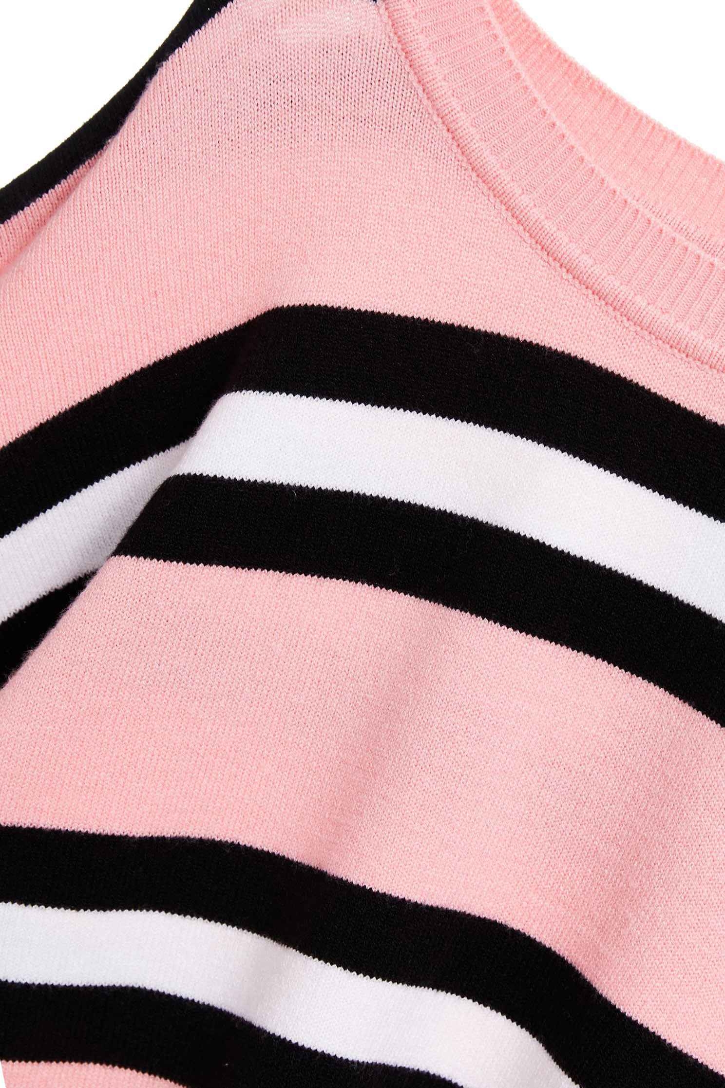 Contrast Stripe Knit TopRound-necked striped long-sleeved knit sweater,Tops,Rayon,Season (SS) Look,Stripe,Season (AW) Look,Pink,Knitted,Knitted tops,Knitted tops,Long sleeve tops