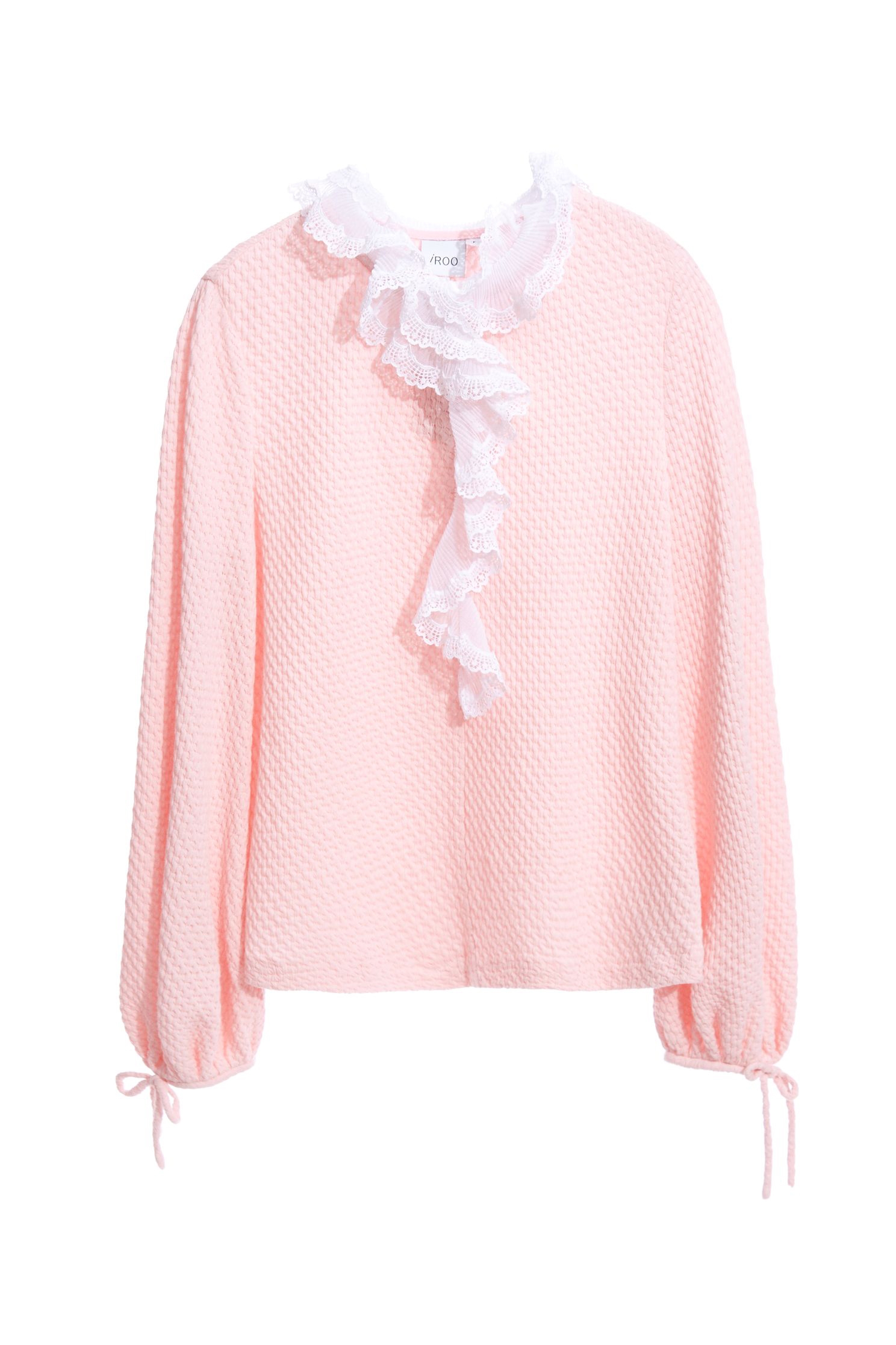Textured top with ruffle trimsTextured top with ruffle trims,Tops,mothergift,Season (AW) Look,Pink,Lace