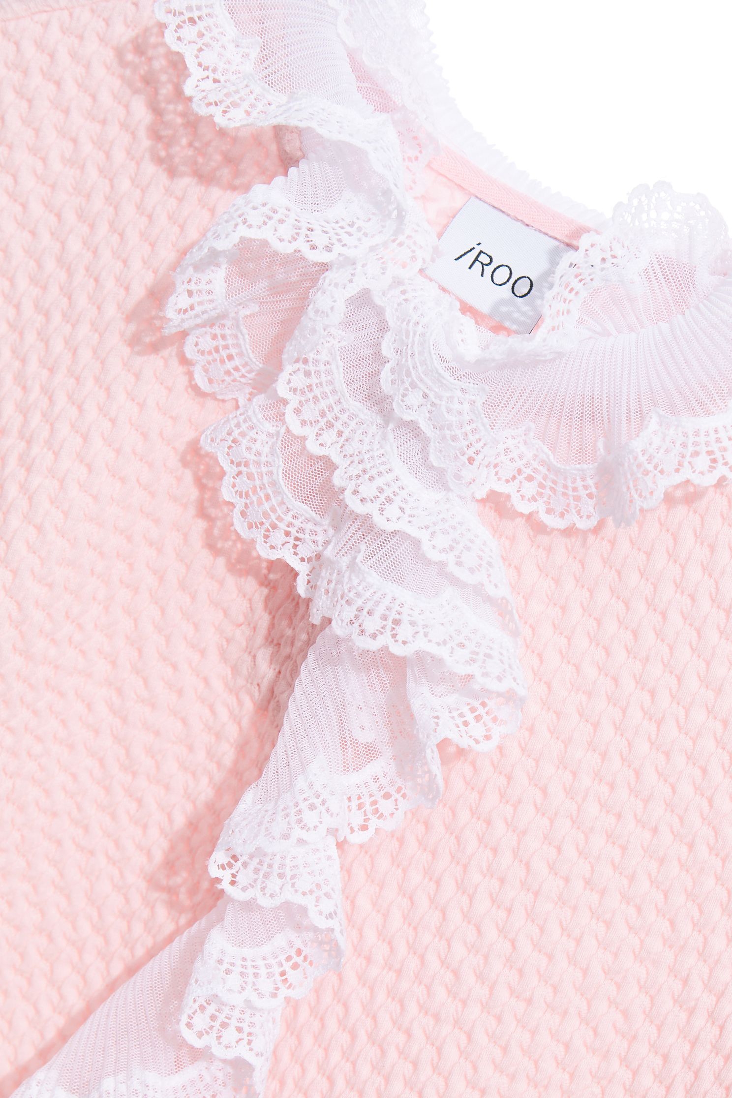 Textured top with ruffle trimsTextured top with ruffle trims,Tops,mothergift,Season (AW) Look,Pink,Lace