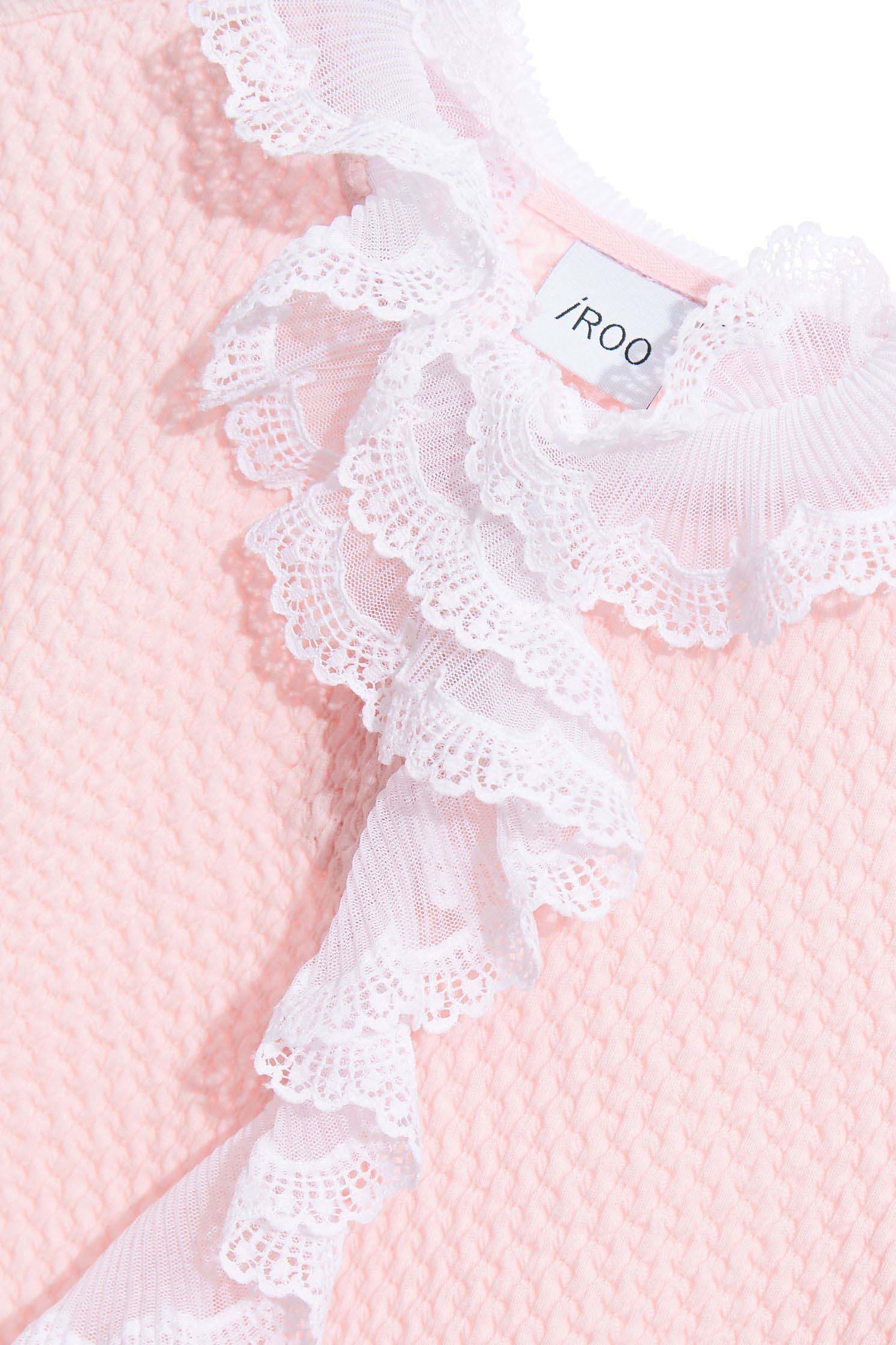 Textured top with ruffle trimsTextured top with ruffle trims,Tops,mothergift,Season (AW) Look,Pink,Lace