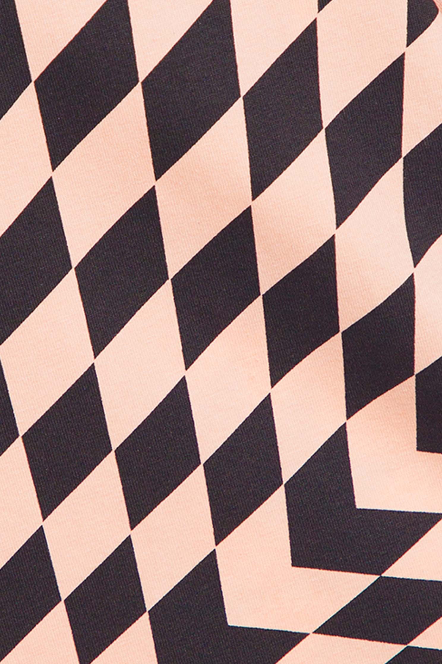 Hypnotic Spiral Pattern TeeKhaki T-shirt with kaleidoscope gingham check print,T-shirts,T-shirts,U-Neck T shirts,Tops,Season (AW) Look,Cotton