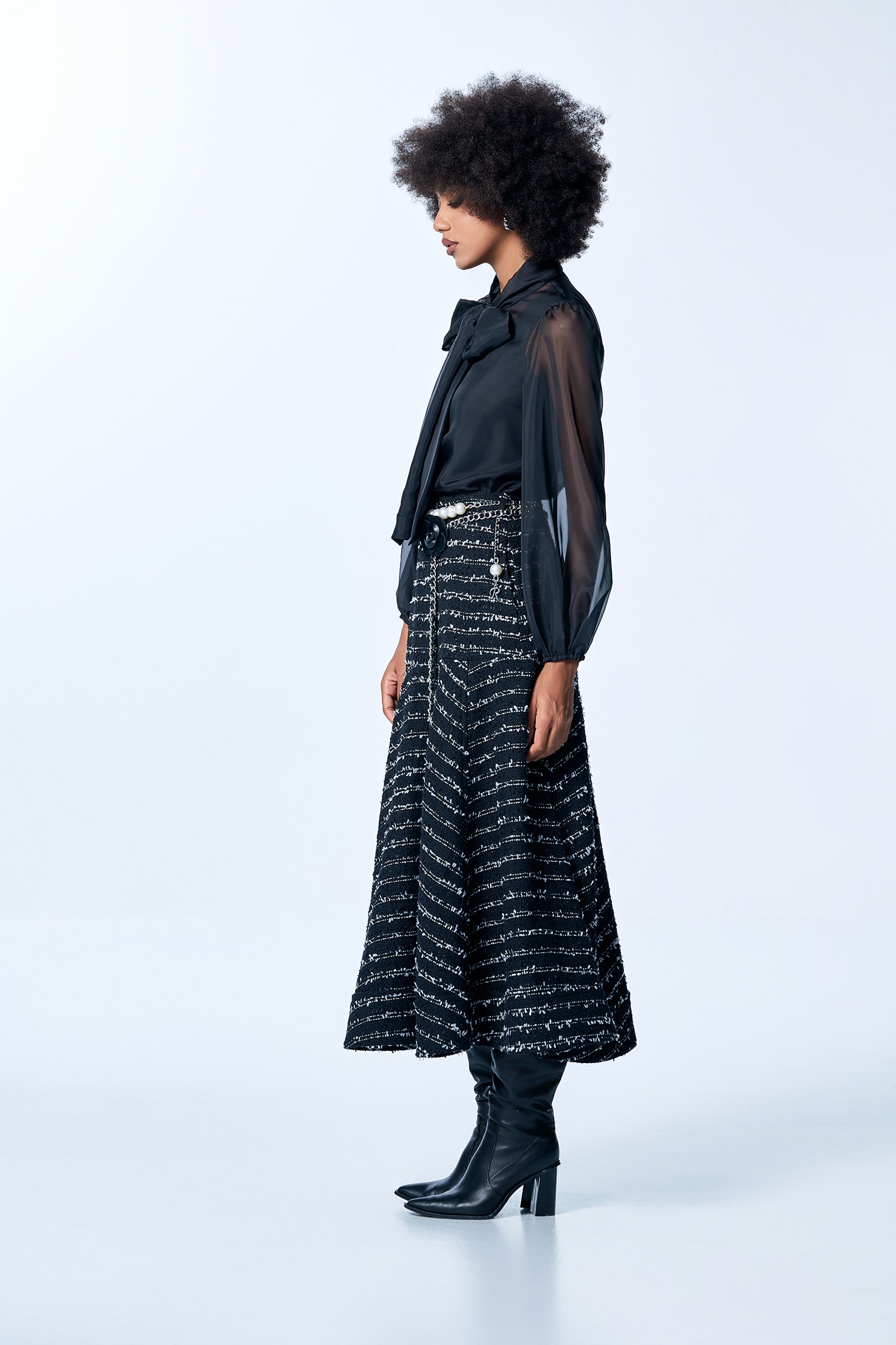 Bow Collar Black Organza TopBow Collar Black Organza Top,Tops,Season (SS) Look