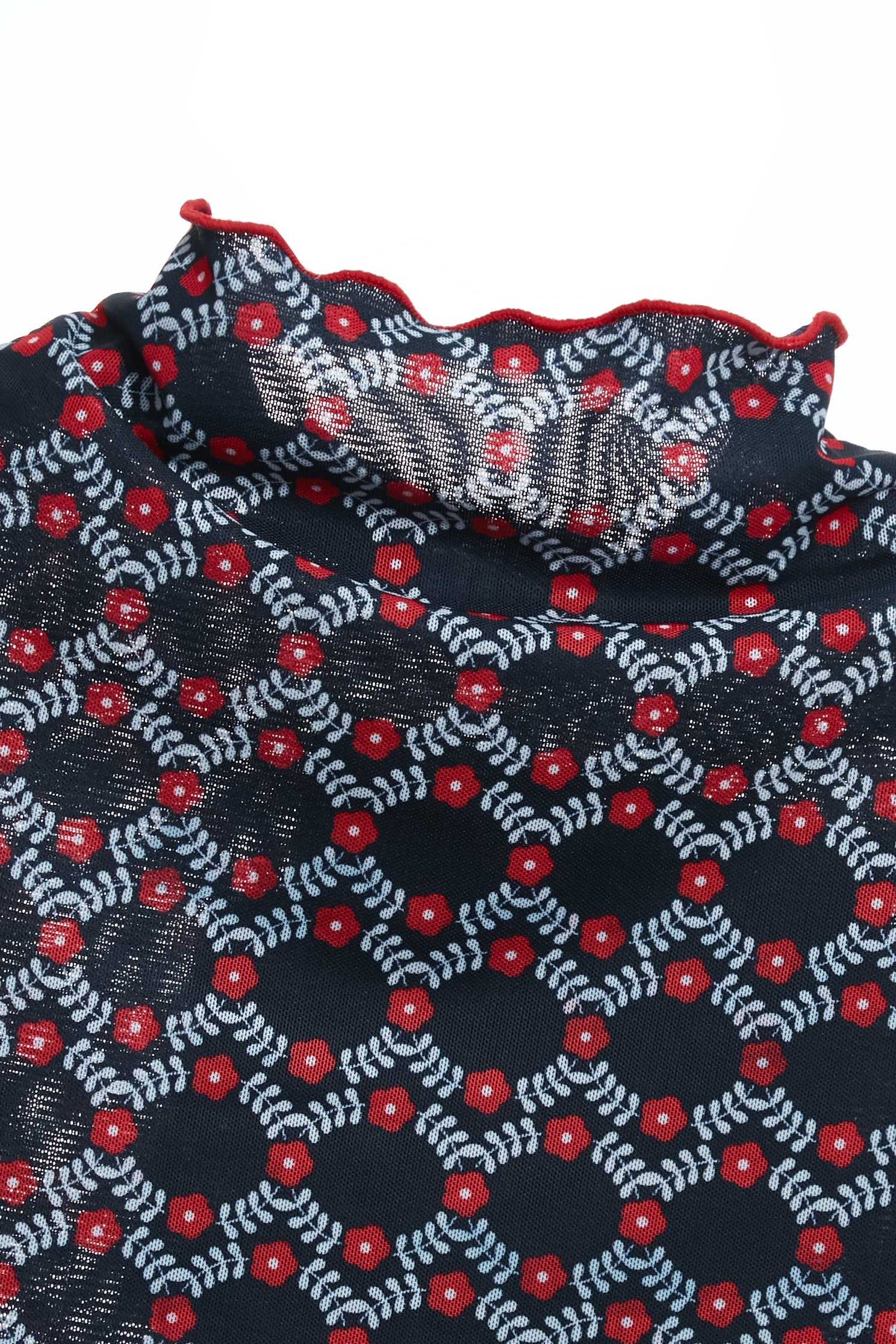 Geometric Motif Print Long Sleeve TopGeometric Motif Print Long Sleeve Top,Tops,Embroidered,Season (AW) Look