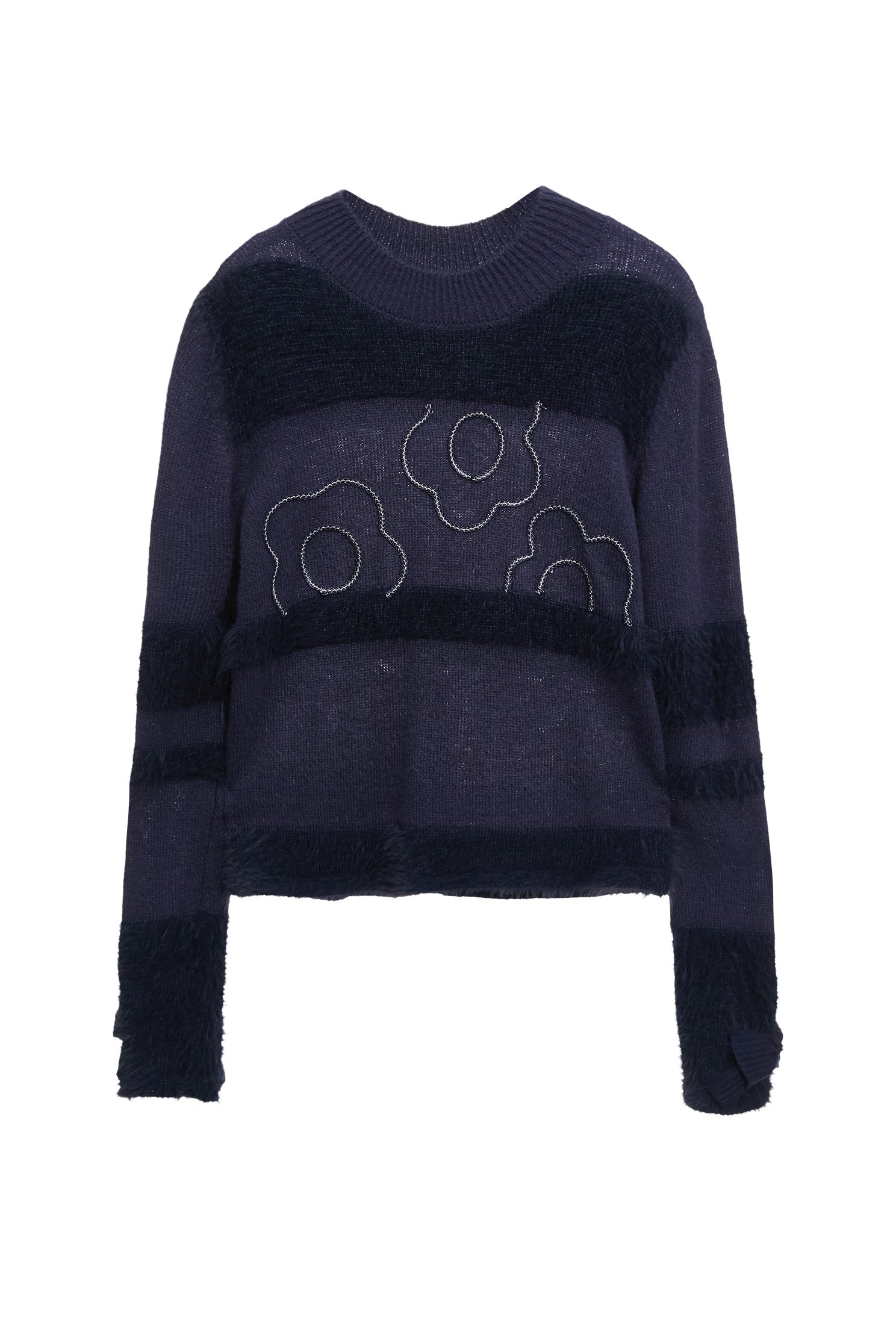 Braided Floral Detail Navy Knit TopBraided Floral Detail Navy Knit Top,Office Looks,Tops,Season (AW) Look,Valentine,blossoms,bows,Knitted,Knitted tops,Knitted tops