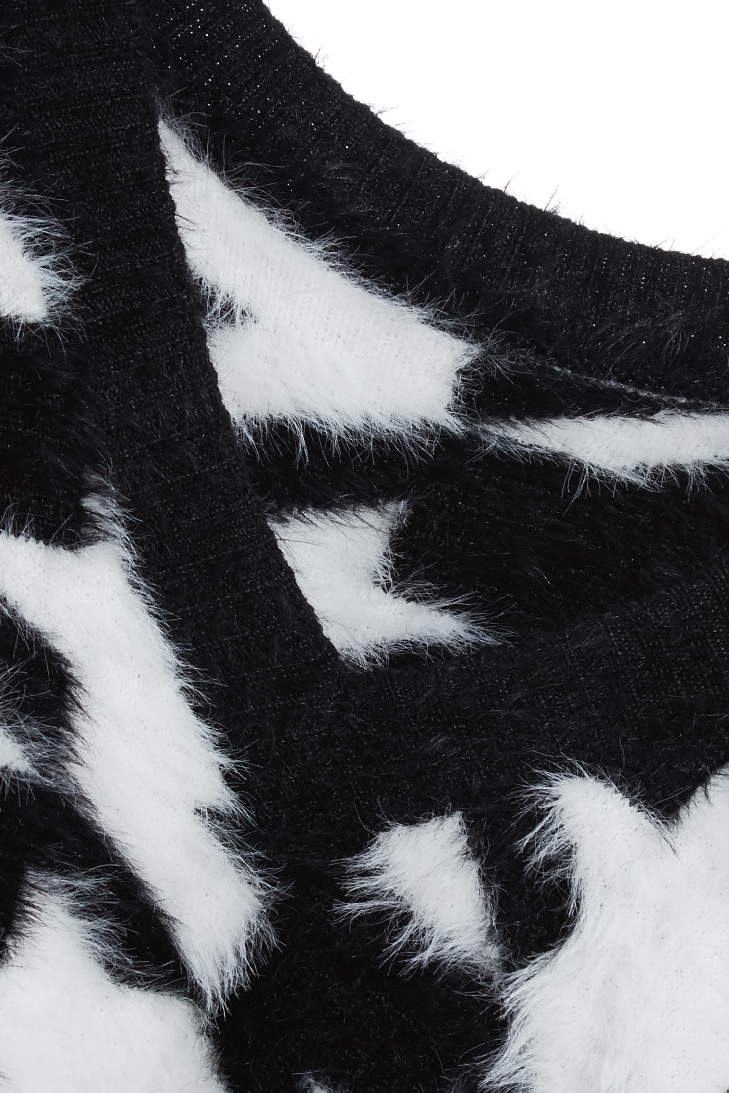 V-neck Houndstooth Faux Fur Knit TopV-neck Houndstooth Faux Fur Knit Top,Tops,Season (AW) Look,Knitted,Knitted tops