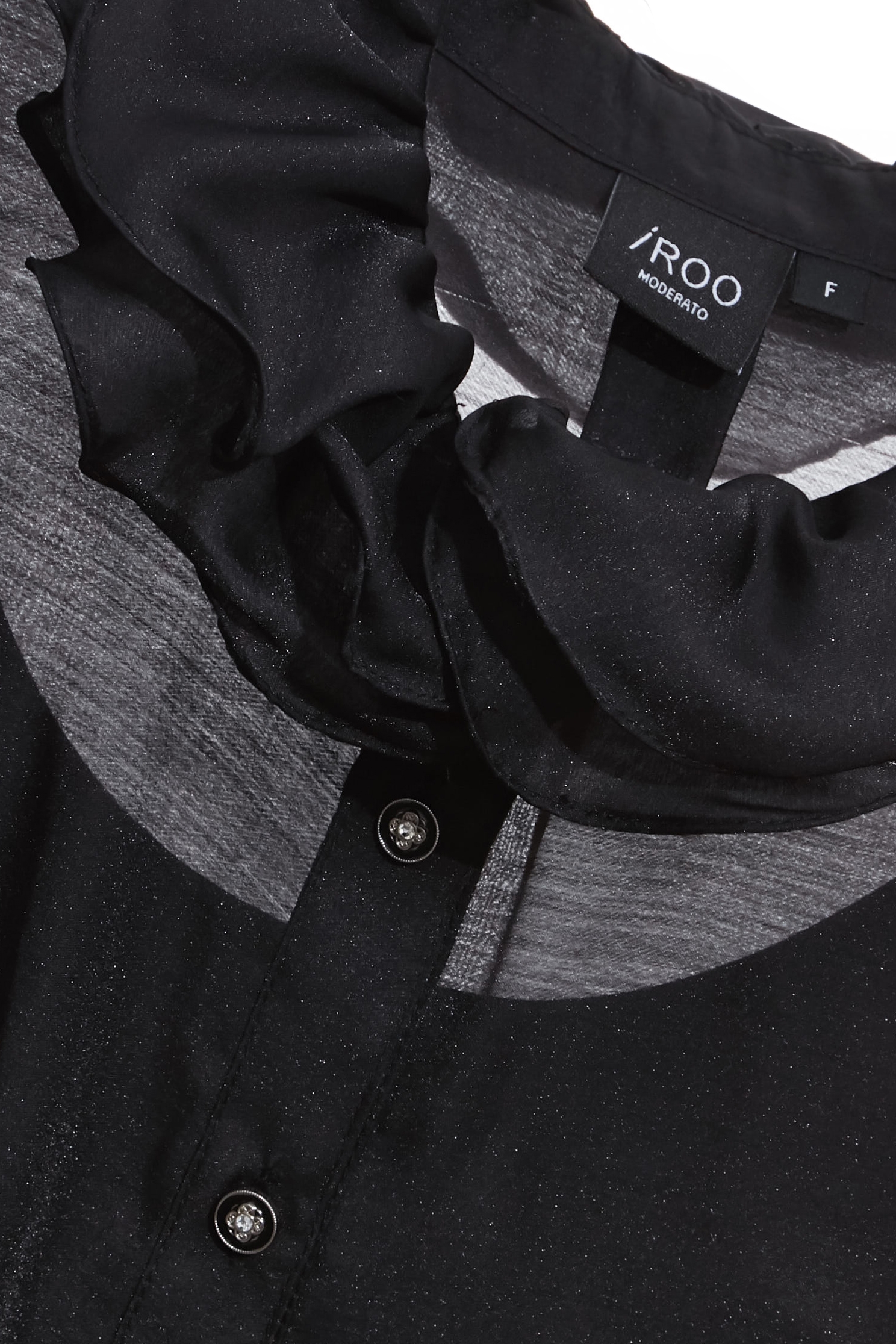 Front Button Ruffle Collar BlouseFront Button Ruffle Collar Blouse,Tops,Under shirts,Season (AW) Look,black tops