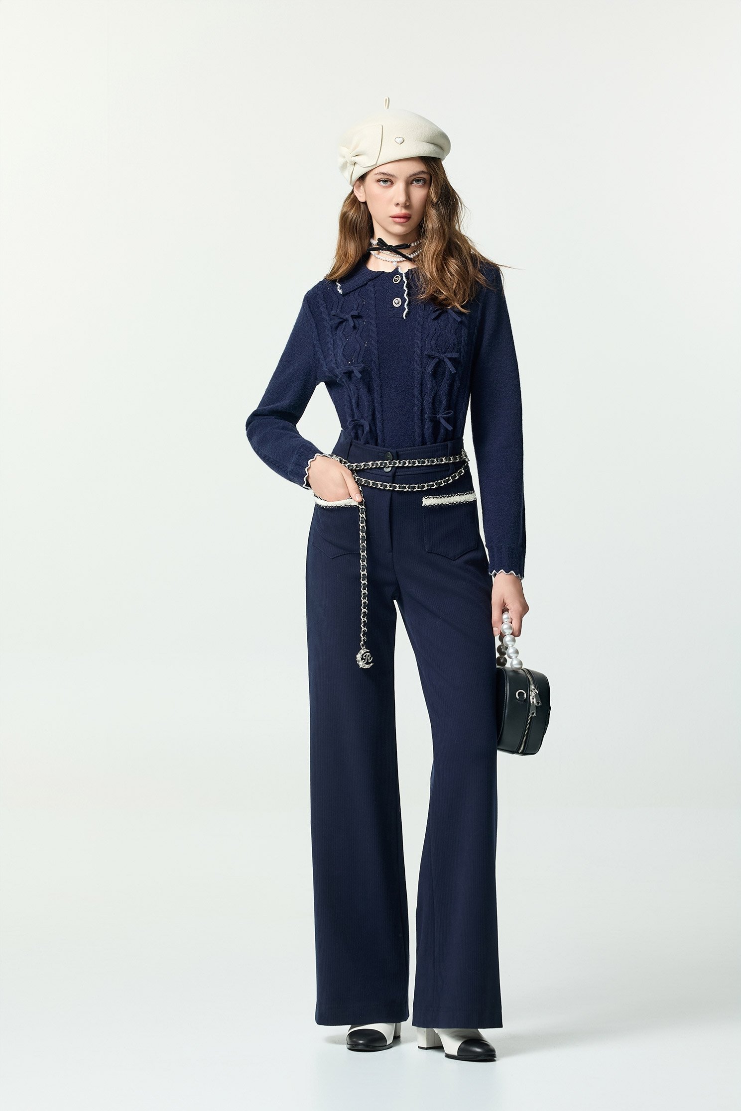 Bow Detail Navy Long Sleeve Knit TopBow Detail Navy Long Sleeve Knit Top,V-Neck T shirts,Office Looks,Tops,Season (AW) Look,Valentine,bows,Knitted,Knitted tops,Knitted tops