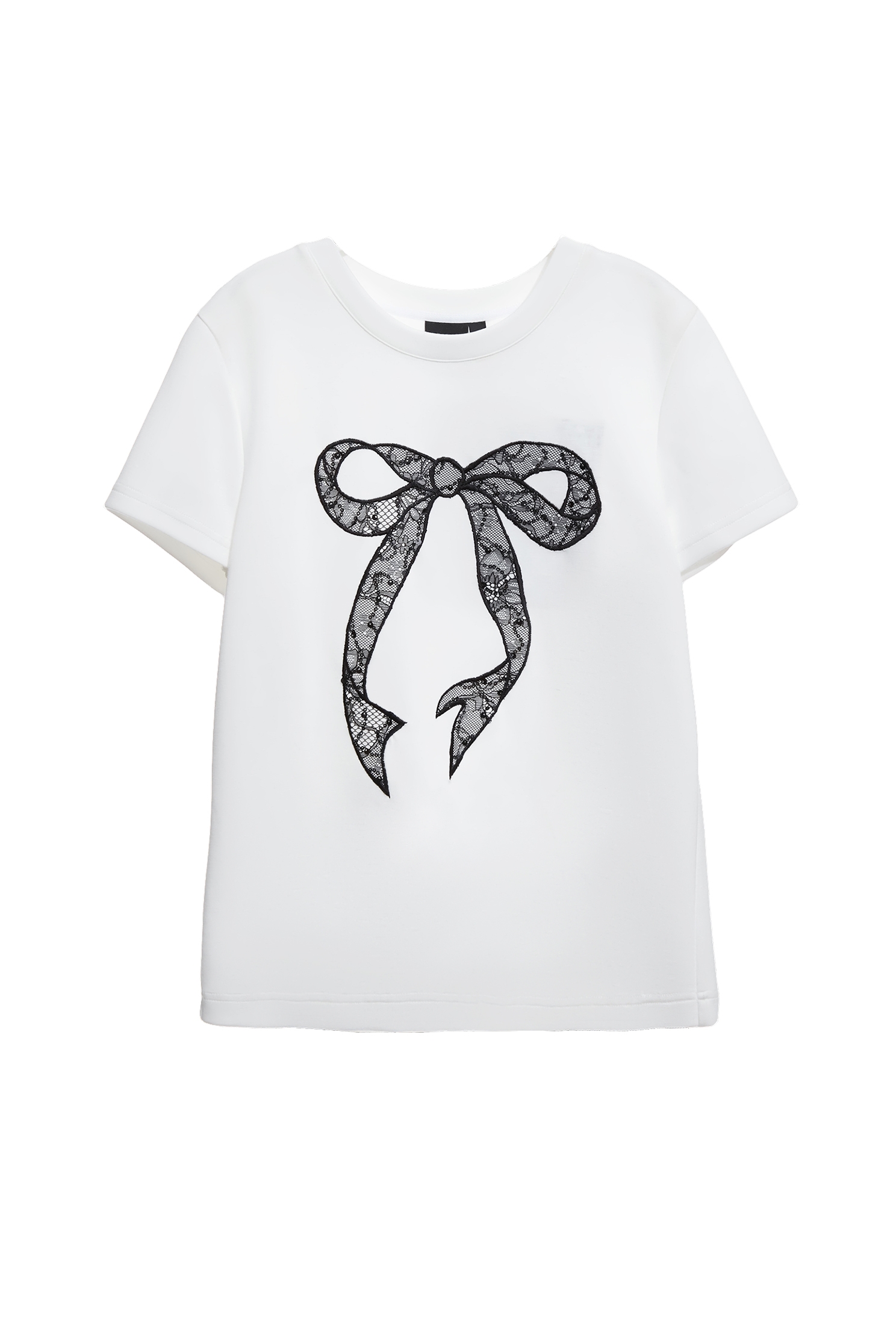 Lace Ribbon Graphic Short Sleeve TeeLace Ribbon Graphic Short Sleeve Tee,Tops,Embroidered,White tops,Season (AW) Look,Lace,bows