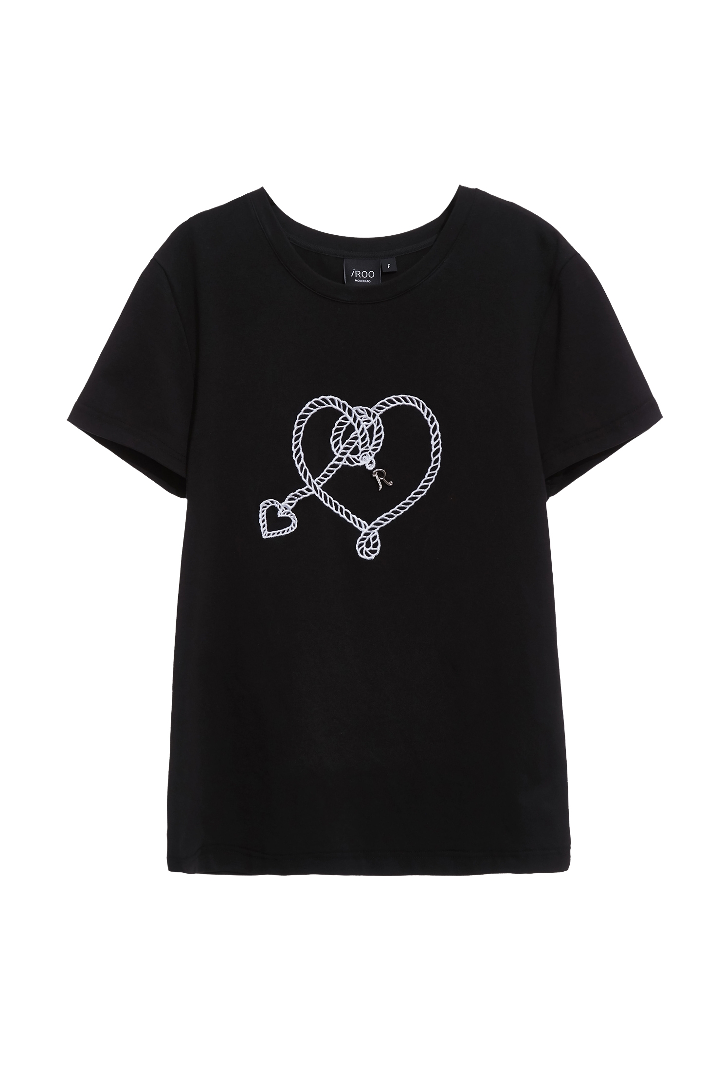 Heart Motif Embroidery Short Sleeve TeeHeart Motif Embroidery Short Sleeve Tee,Tops,Embroidered,Season (AW) Look,Cotton,black tops
