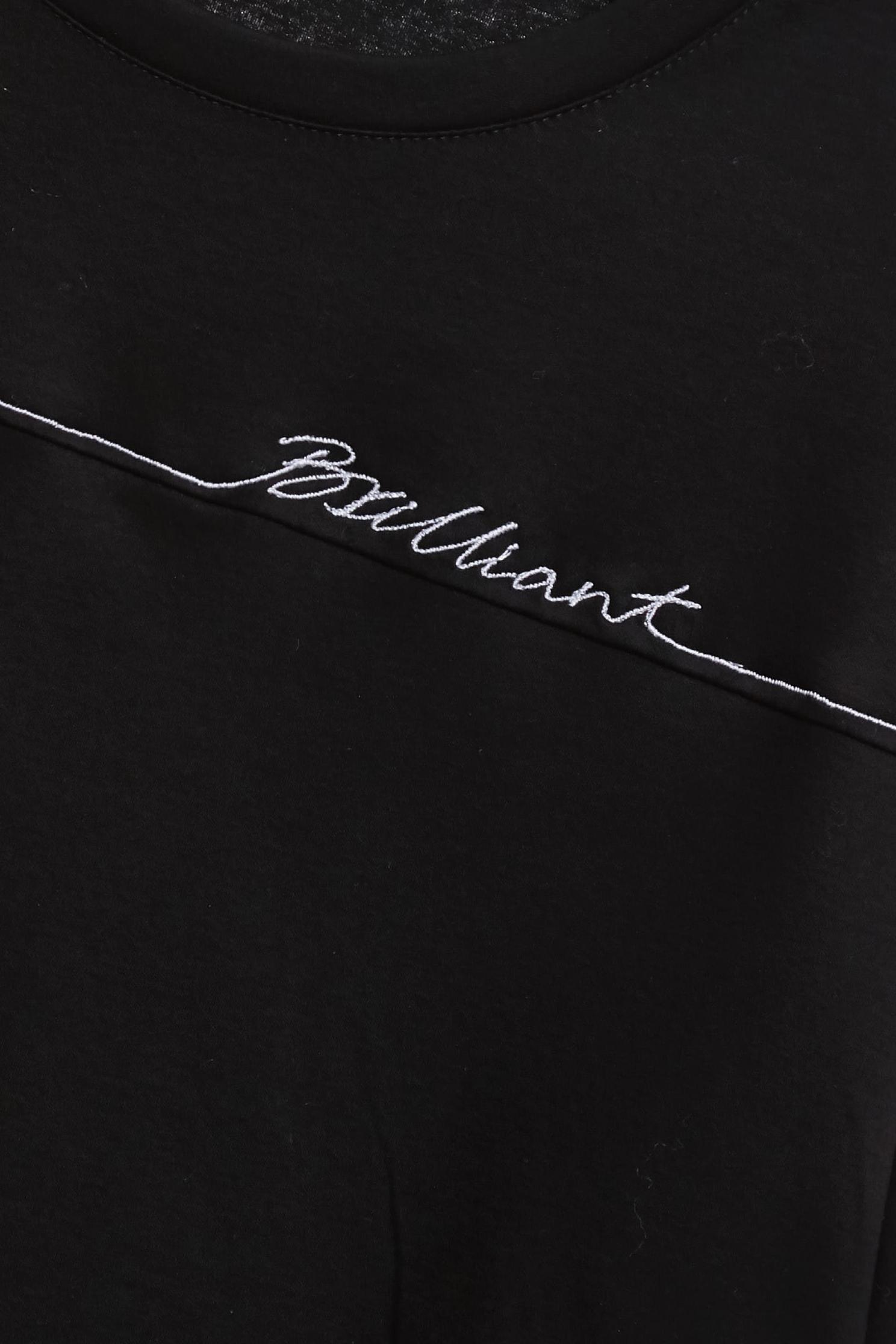 Front Slogan Embroidery Short Sleeve TeeFront Slogan Embroidery Short Sleeve Tee,Tops,Season (AW) Look,Cotton,Embroidered,black tops