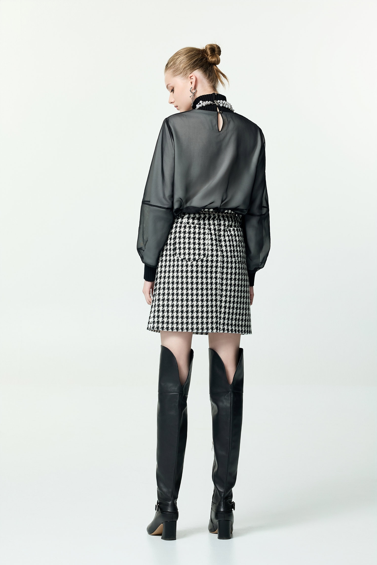 Heart Motif Print Turtleneck TopHeart Motif Print Turtleneck Top,Tops,Season (AW) Look,black tops