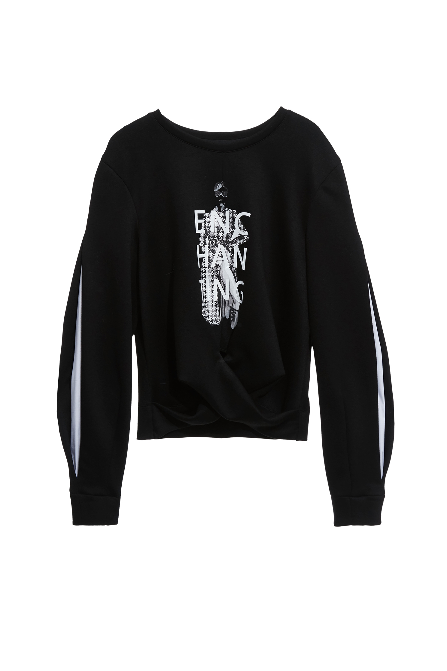 Front Graphic Print Long Sleeve TopFront Graphic Print Long Sleeve Top,Tops,Season (AW) Look,black tops