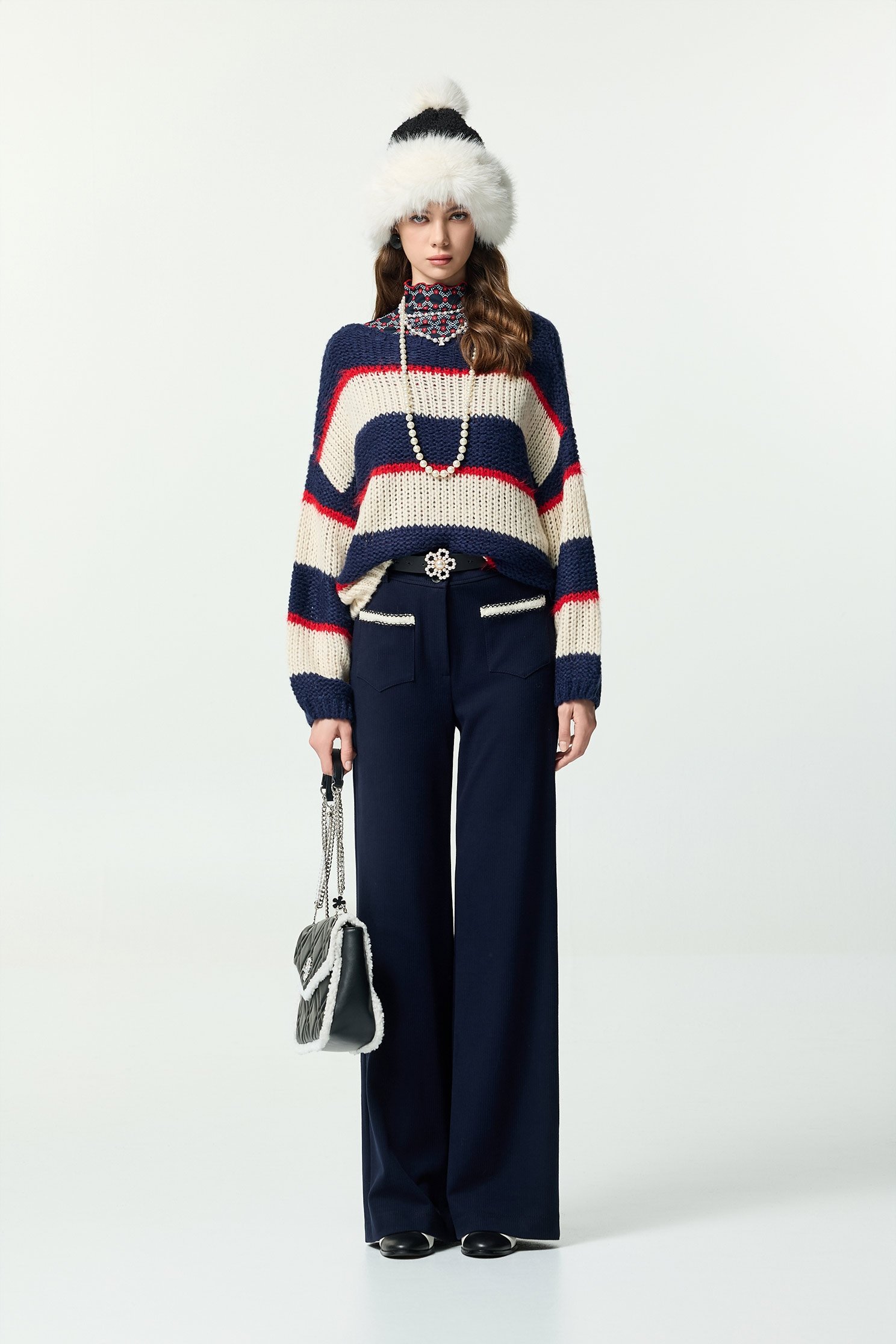 Wide Navy Stripe Knit TopWide Navy Stripe Knit Top,Office Looks,Tops,Season (AW) Look,Valentine,Knitted,Knitted tops