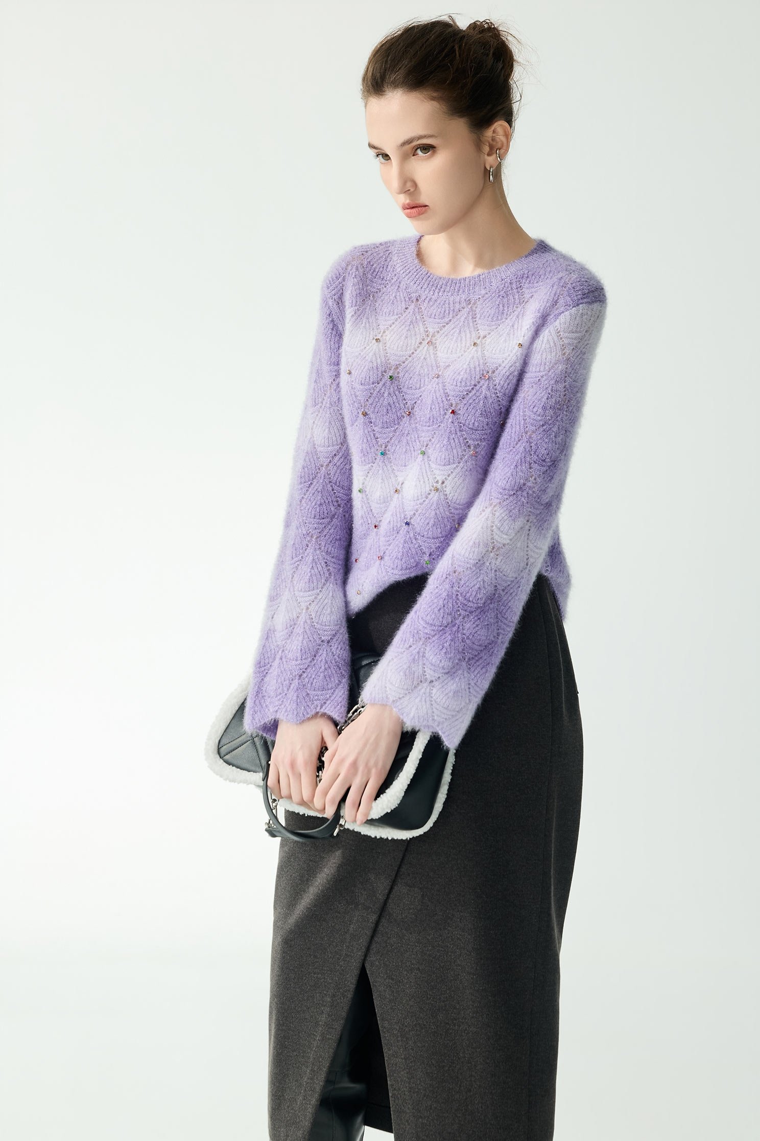 Lilac Gradient Knit TopLilac Gradient Knit Top,Tops,Stripe,Season (AW) Look,Valentine,Knitted,Knitted tops,Knitted tops