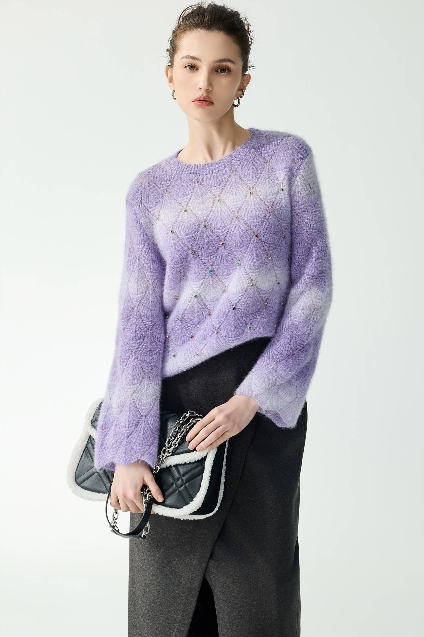 Lilac Gradient Knit TopLilac Gradient Knit Top,Tops,Stripe,Season (AW) Look,Valentine,Knitted,Knitted tops,Knitted tops