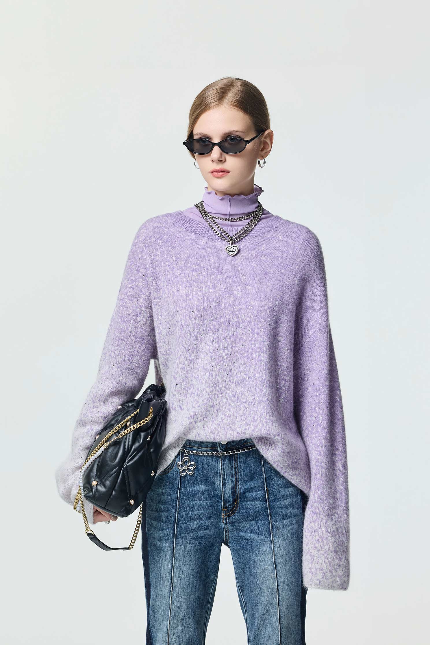 Oversize Lavender Sequin Knit TopOversize Lavender Sequin Knit Top,Tops,Season (AW) Look,Valentine,Knitted,Knitted tops,Knitted tops