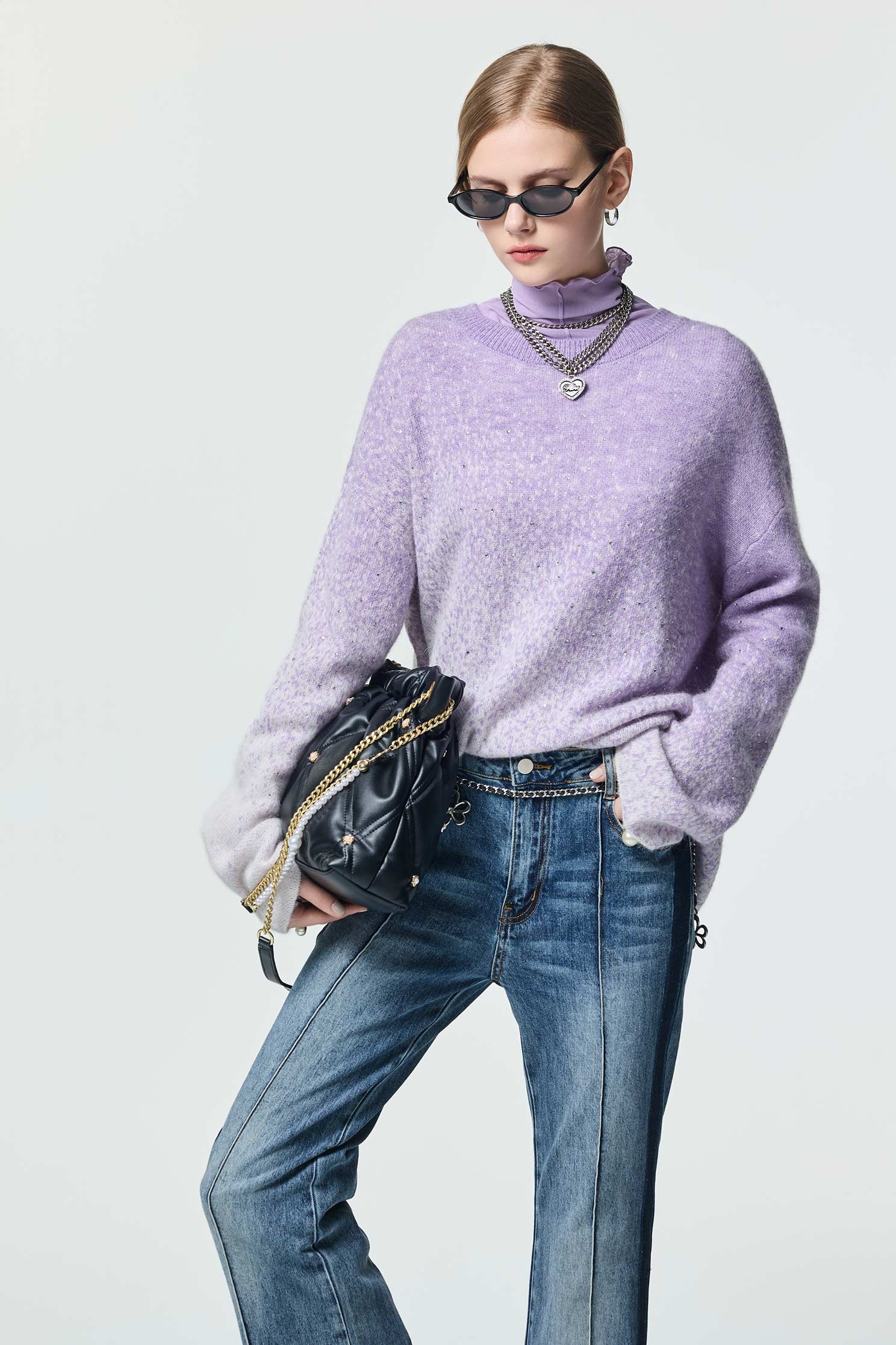 Oversize Lavender Sequin Knit TopOversize Lavender Sequin Knit Top,Tops,Season (AW) Look,Valentine,Knitted,Knitted tops,Knitted tops
