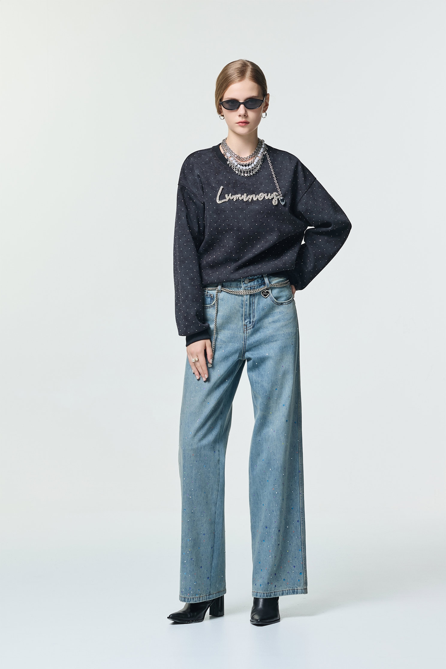 Diamonte Slogan Sequin Sweat ShirtDiamonte Slogan Sequin Sweat Shirt,Tops,Season (AW) Look,black tops