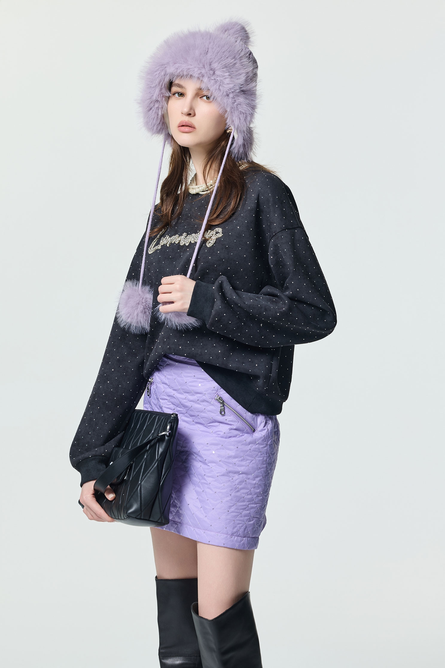 Diamonte Slogan Sequin Sweat ShirtDiamonte Slogan Sequin Sweat Shirt,Tops,Season (AW) Look,black tops