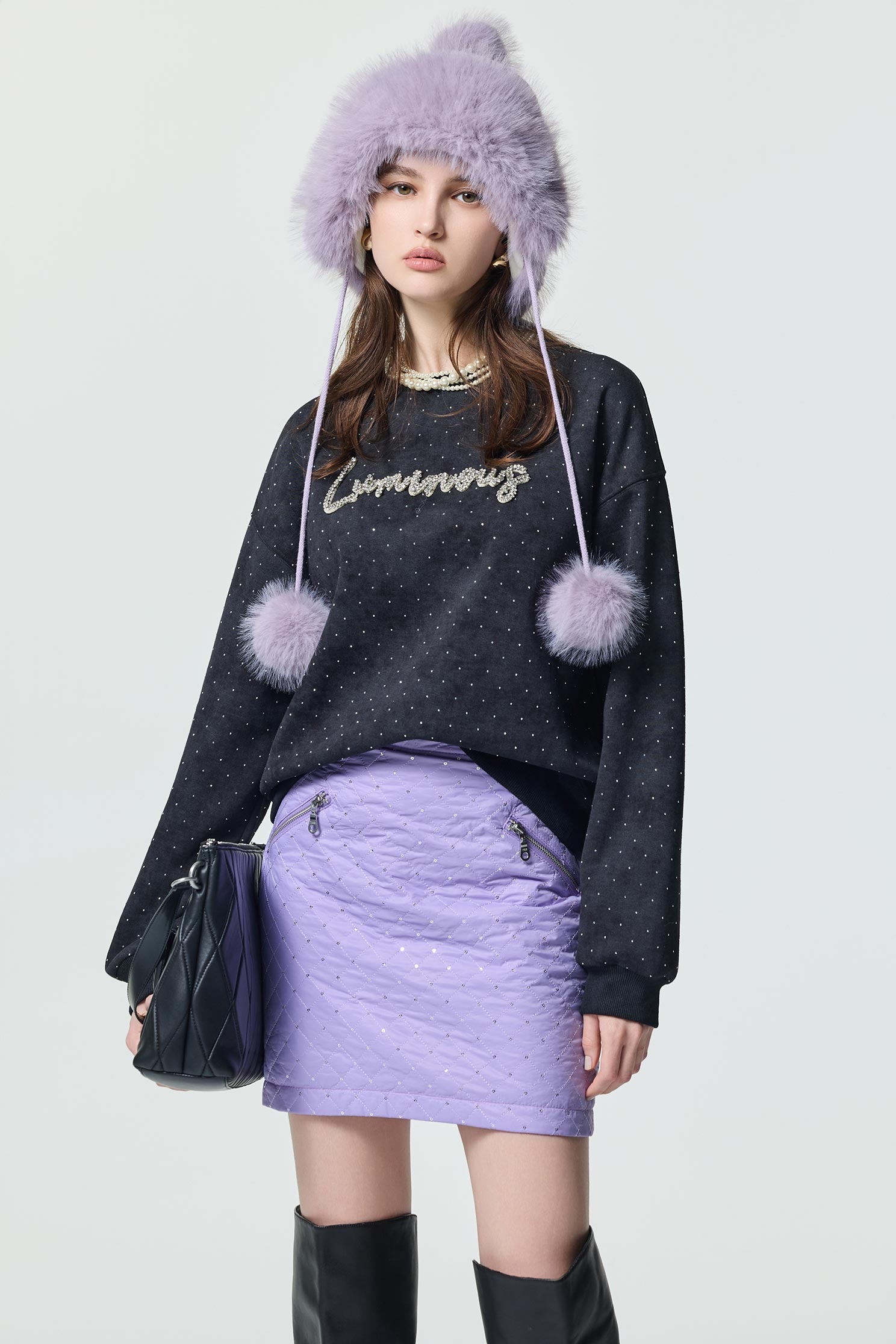 Diamonte Slogan Sequin Sweat ShirtDiamonte Slogan Sequin Sweat Shirt,Tops,Season (AW) Look,black tops