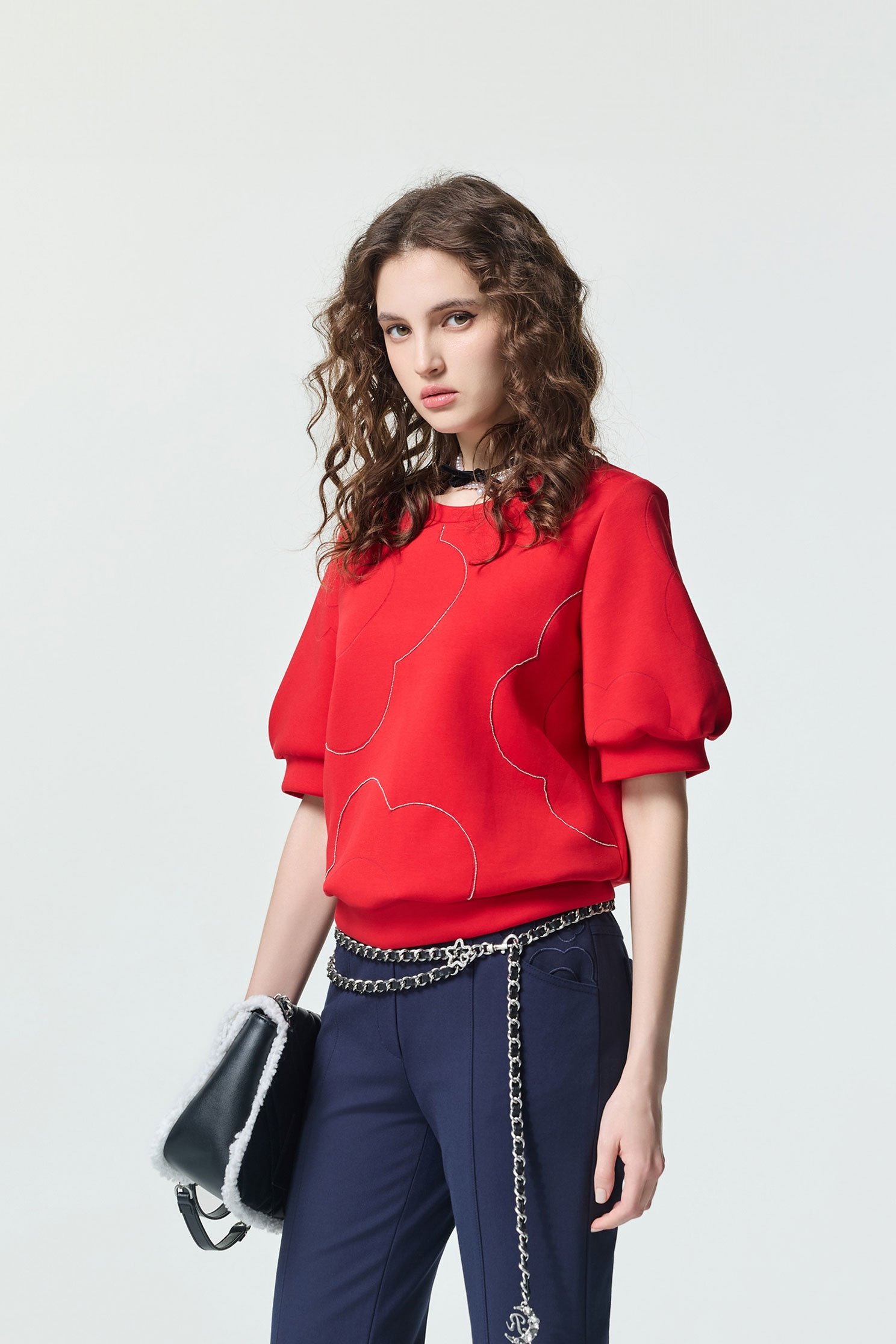 Chilli Red Floral Motif Short Sleeve TopChilli Red Floral Motif Short Sleeve Top,Tops,Short sleeve tops,Season (AW) Look,Valentine,blossoms