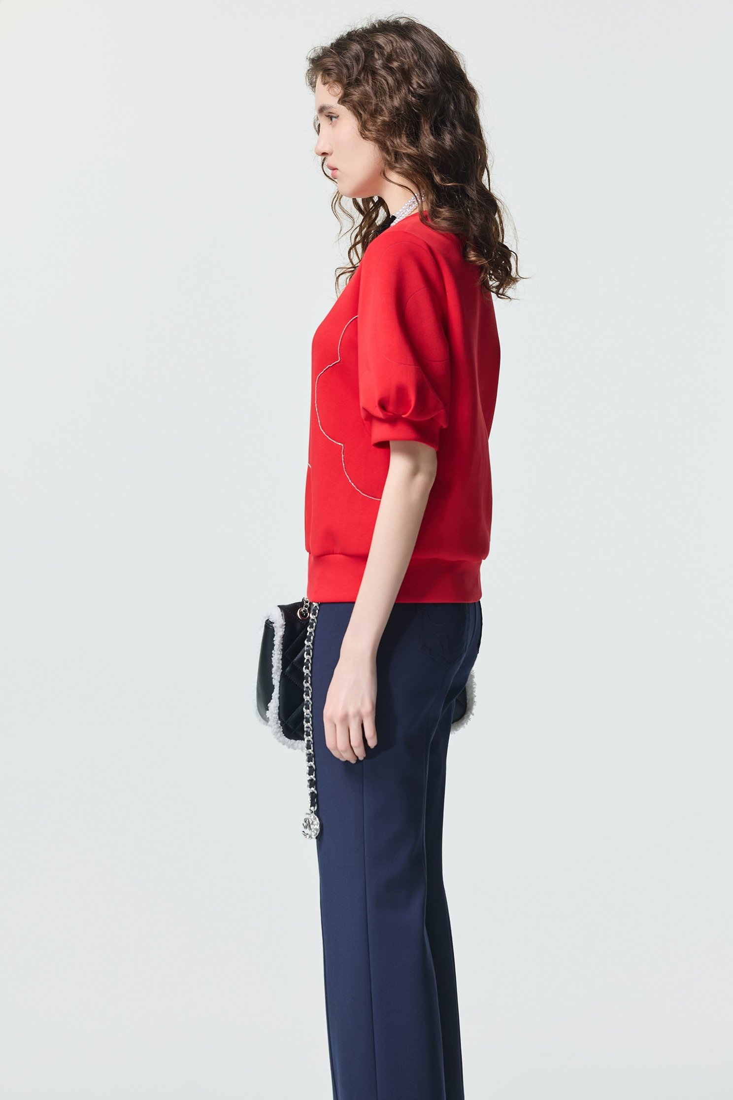 Chilli Red Floral Motif Short Sleeve TopChilli Red Floral Motif Short Sleeve Top,Tops,Short sleeve tops,Season (AW) Look,Valentine,blossoms