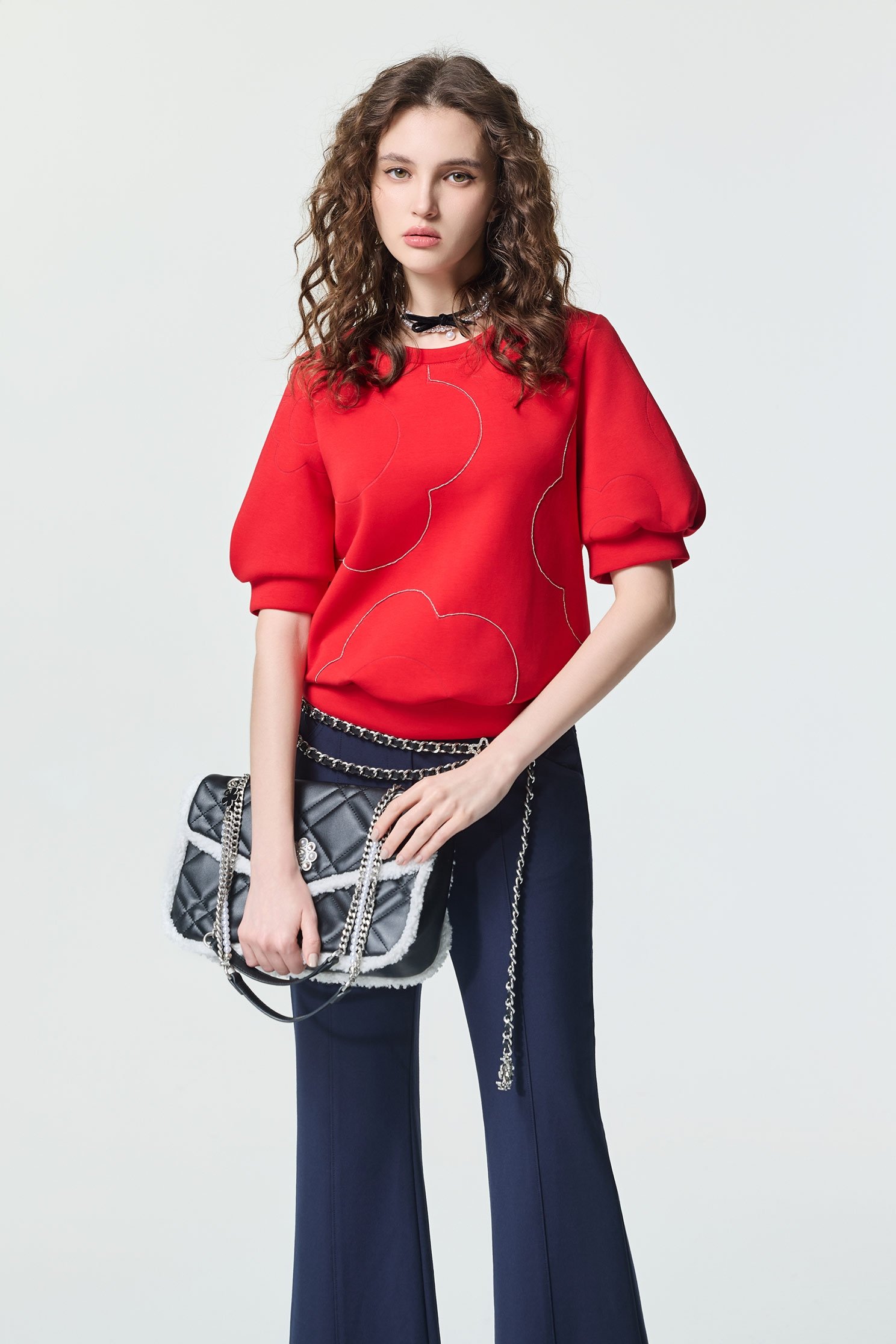 Chilli Red Floral Motif Short Sleeve TopChilli Red Floral Motif Short Sleeve Top,Tops,Short sleeve tops,Season (AW) Look,Valentine,blossoms