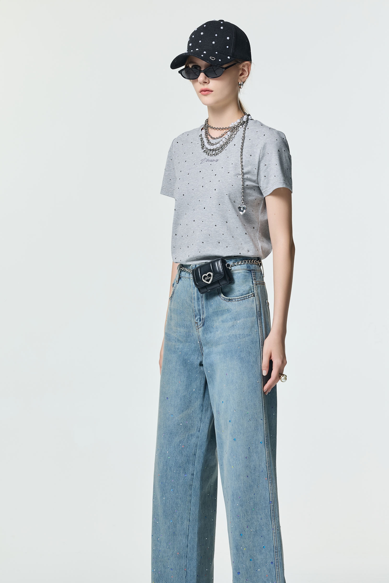 Short Sleeve Iron On Sequin TeeShort Sleeve Iron On Sequin Tee,Tops,Embroidered,Season (AW) Look,Cotton