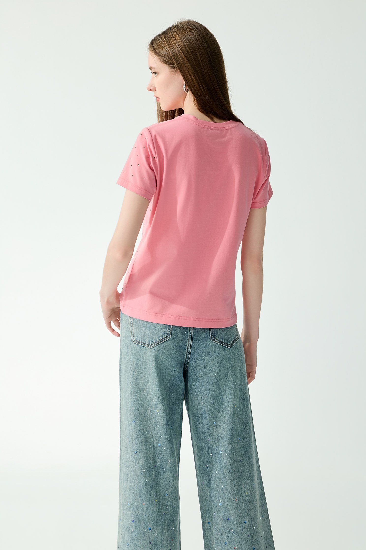 Short Sleeve Iron On Sequin TeeShort Sleeve Iron On Sequin Tee,Tops,Embroidered,Season (AW) Look,Cotton