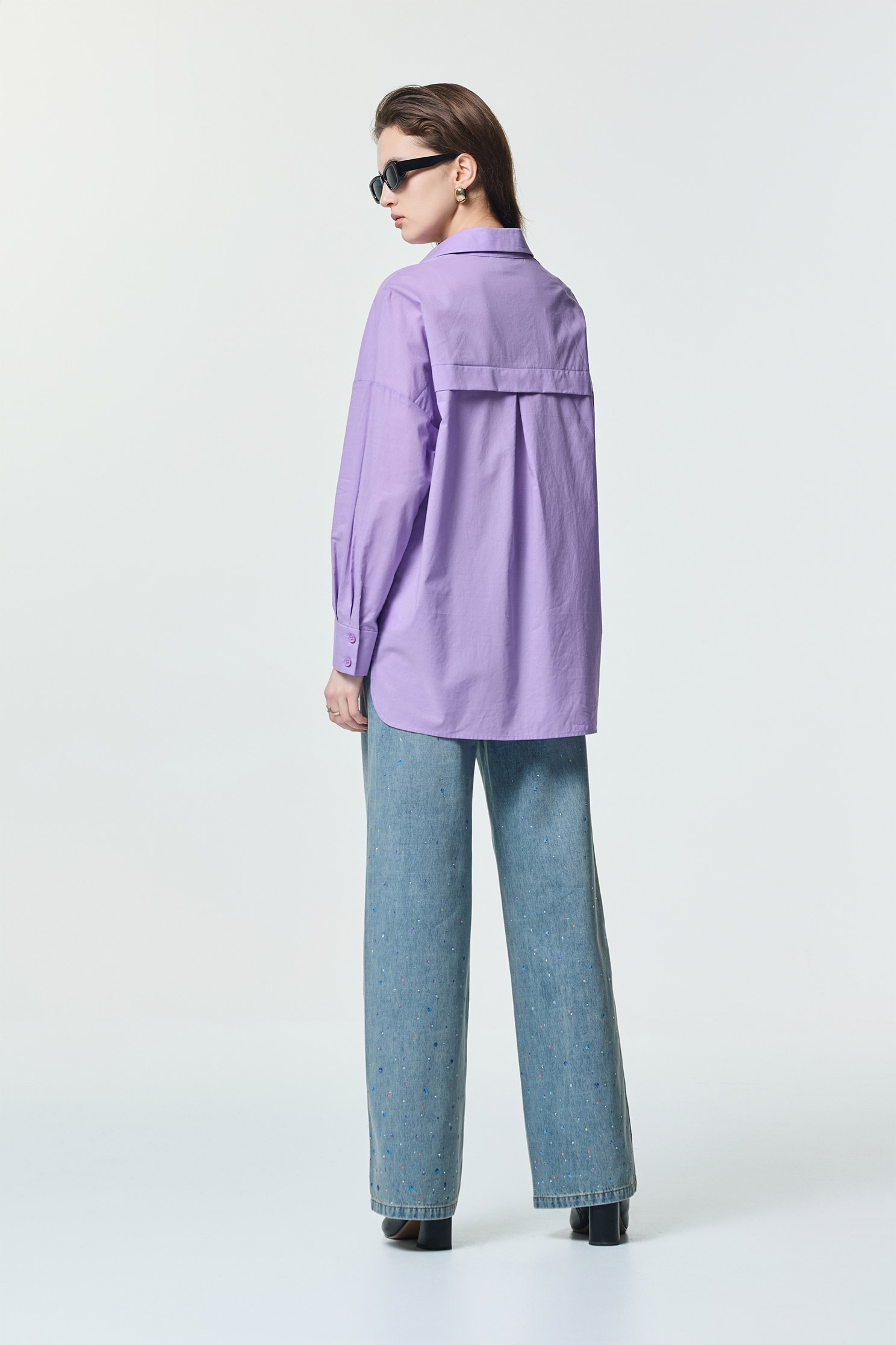 Patch Pocket Lavender BlousePatch Pocket Lavender Blouse,Tops,Embroidered,Season (AW) Look,Blouses