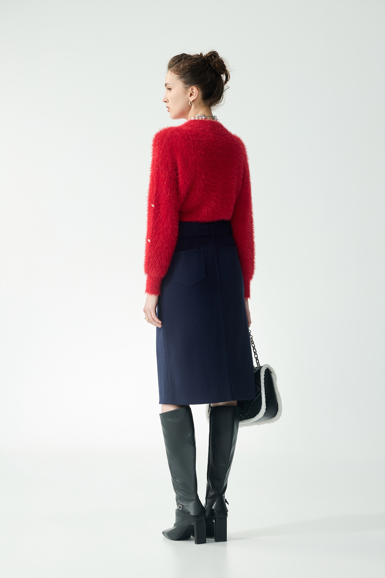 Chilli Red Stand Collar Knit TopChilli Red Stand Collar Knit Top,Tops,Season (AW) Look,Knitted