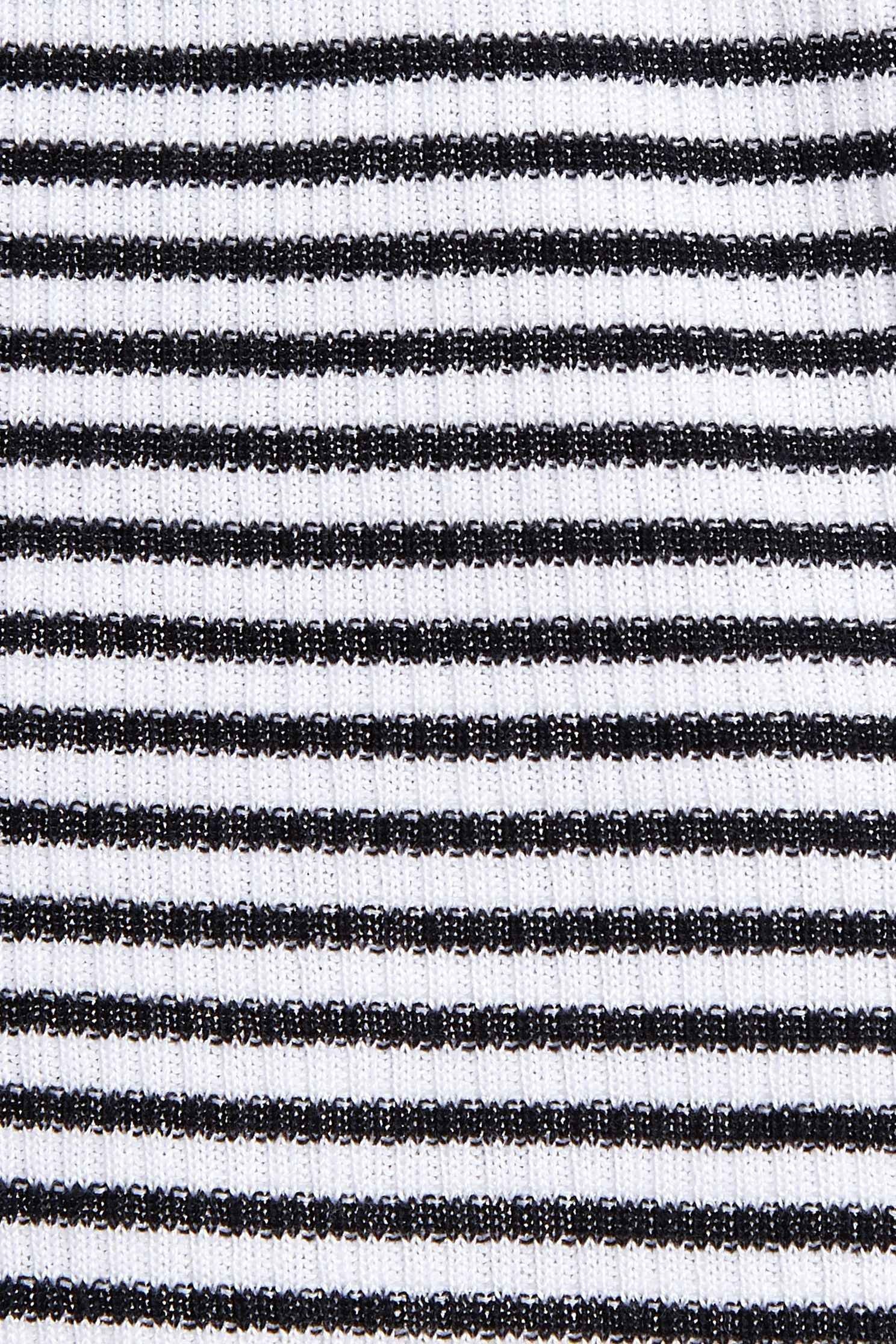 Stripe Knit TopFine-striped lotus-collar knit sweater,Lucky Color for Earth Signs,Rayon,Season (SS) Look,Stripe,pearl,Season (AW) Look,Knitted,Knitted tops,Knitted tops