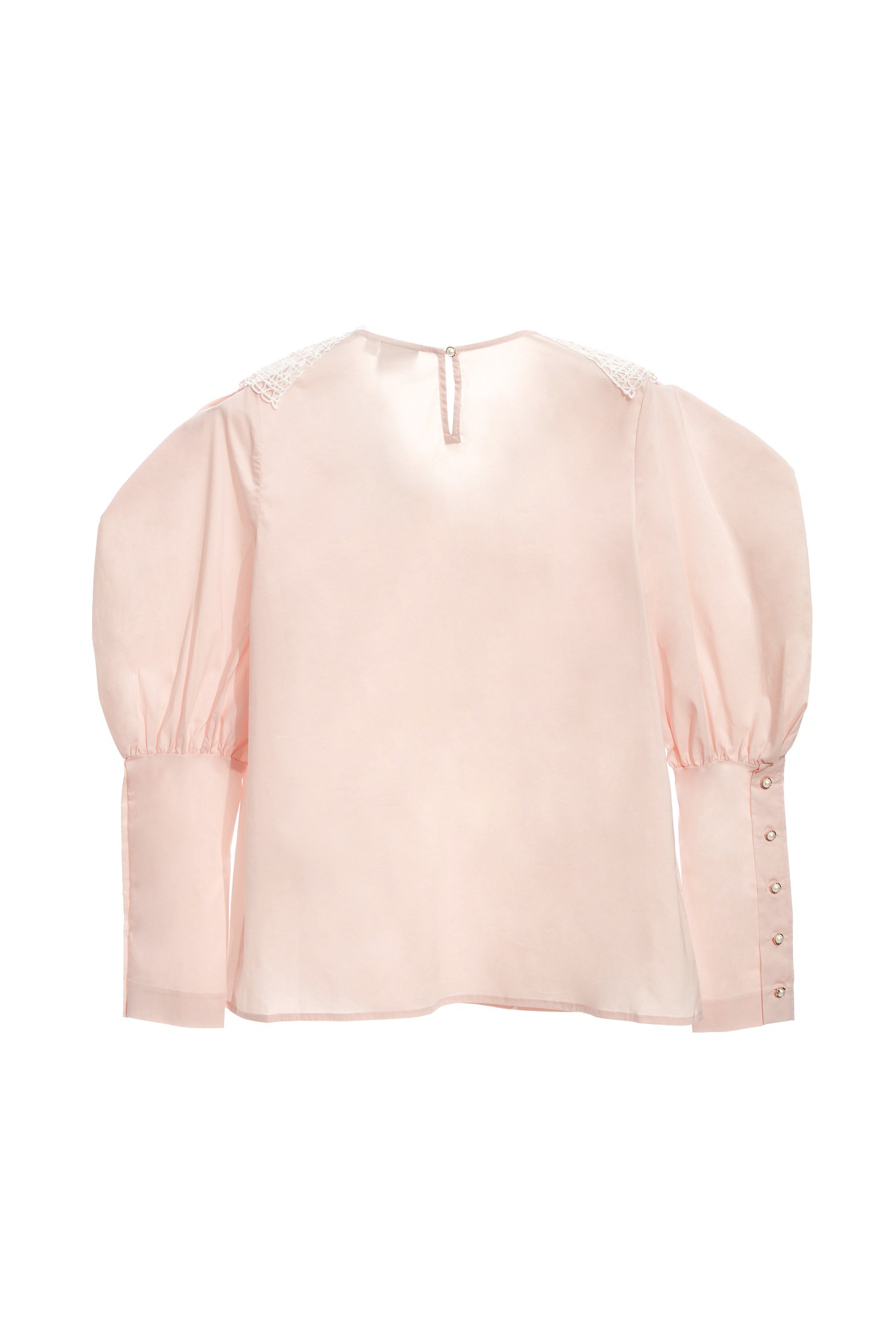 Contrast Hollow Out Lace Collar Pink TopShirt top with bow collar,Tops,Season (AW) Look,Blouses