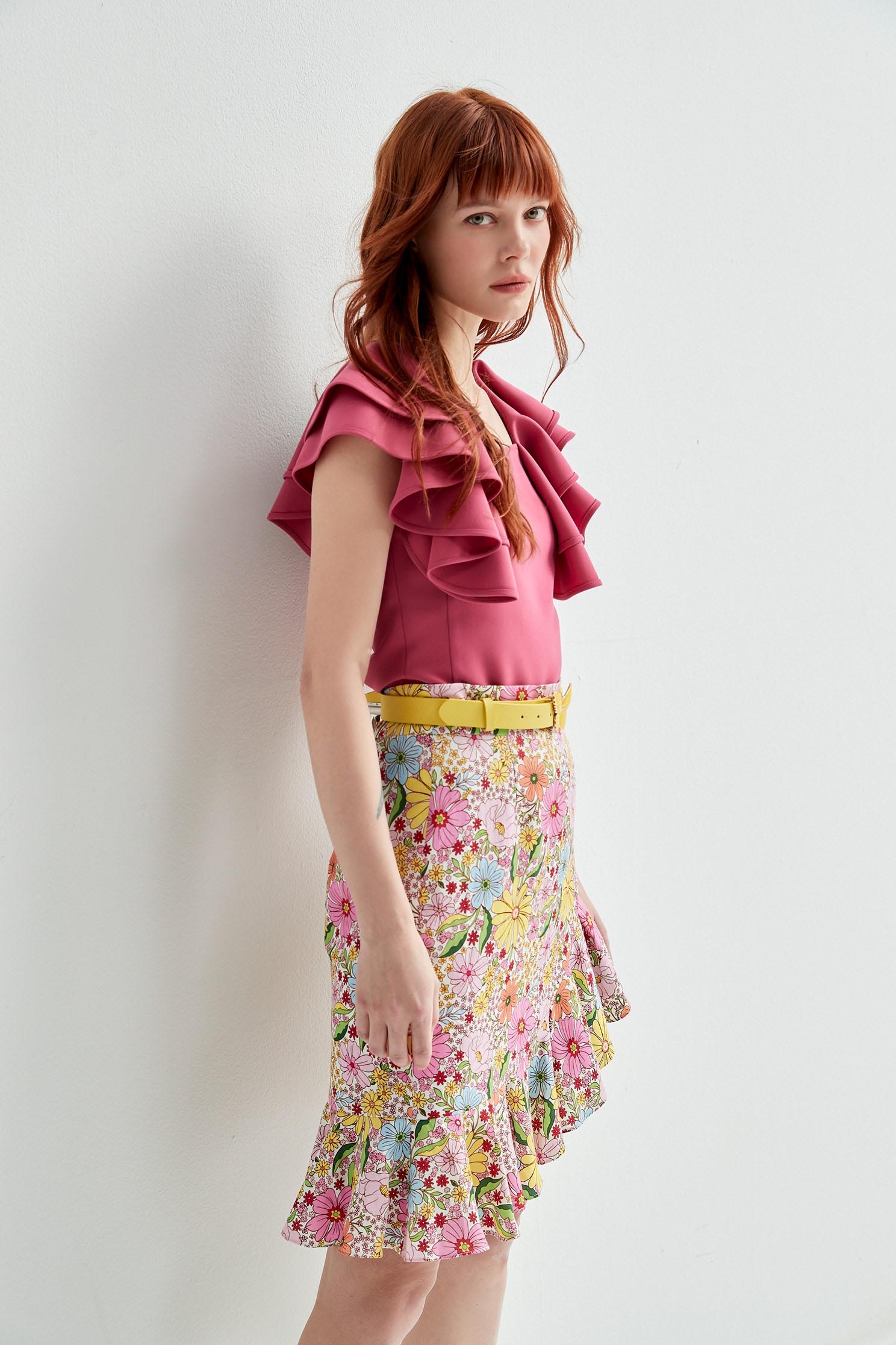Cascading Ruffle Pink TopCascading Ruffle Pink Top,Tops,Season (SS) Look,sleeveless tops