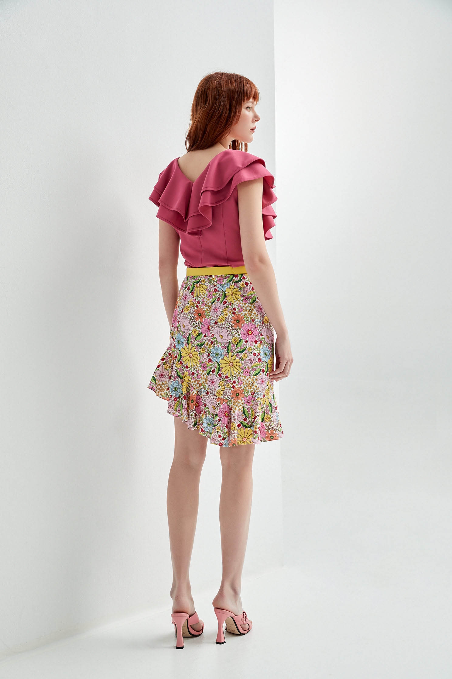 Cascading Ruffle Pink TopCascading Ruffle Pink Top,Tops,Season (SS) Look,sleeveless tops