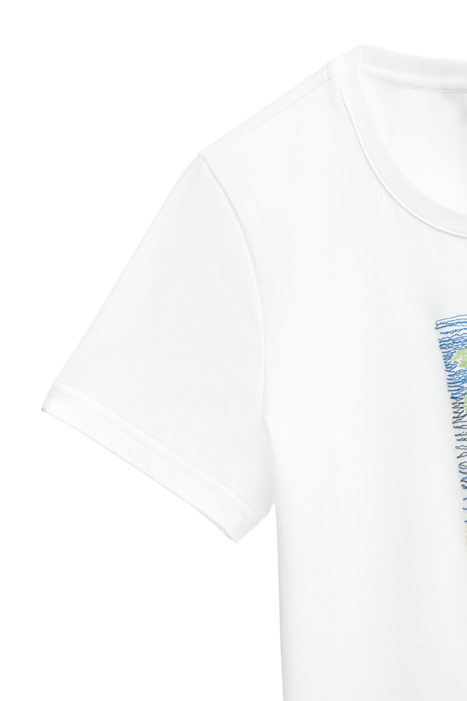 Front Embroidered Graphic White TeeFront Embroidered Graphic White Tee,T-shirts,Season (SS) Look,Cotton,Embroidered