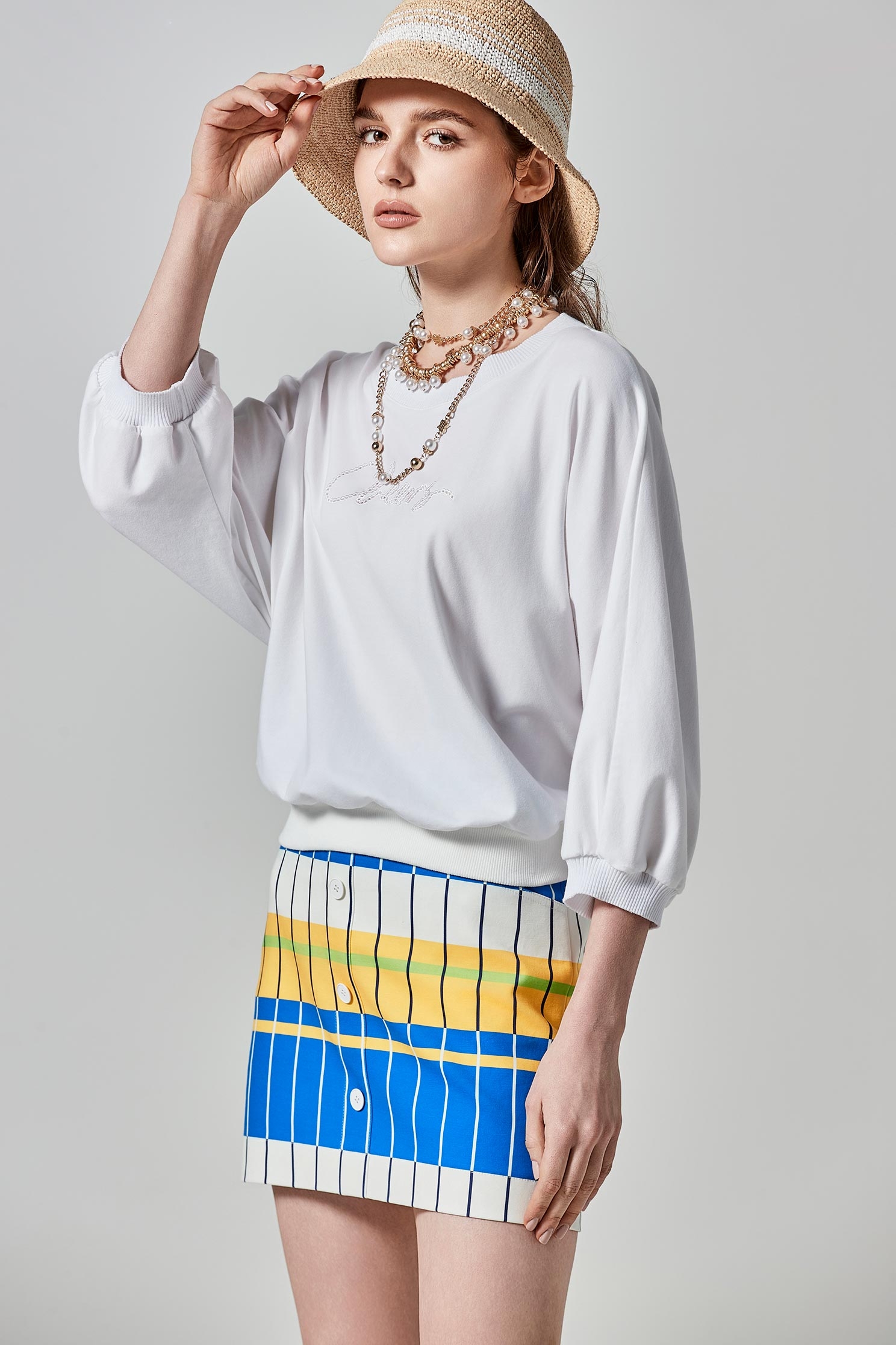 Embroidered Slogan Basic TopEmbroidered Slogan Basic Top,Tops,Season (SS) Look,Cotton,Embroidered