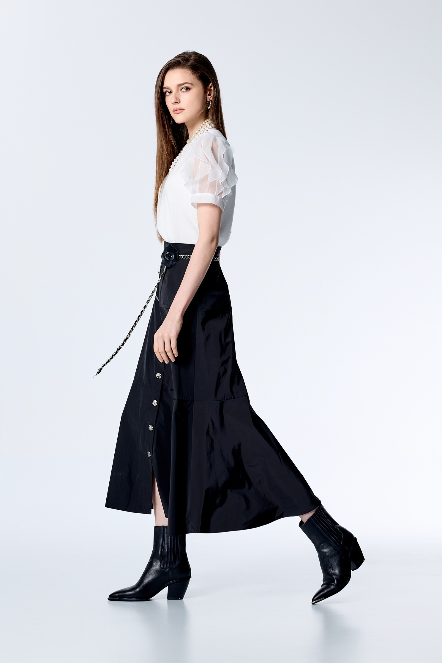 Ruffle Sleeve V-neck TopRuffle Sleeve V-neck Top,Tops,Season (SS) Look