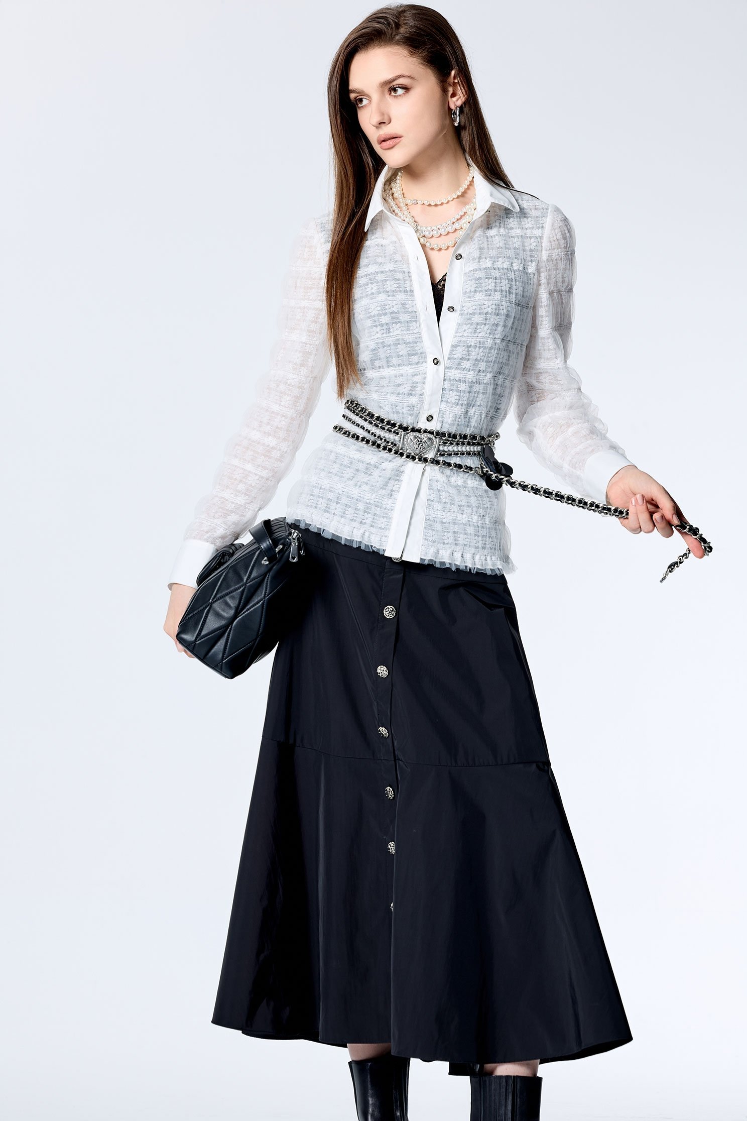 Floral Detail Long Sleeve Mesh BlouseFloral Detail Long Sleeve Mesh Blouse,Tops,Season (SS) Look,Blouses