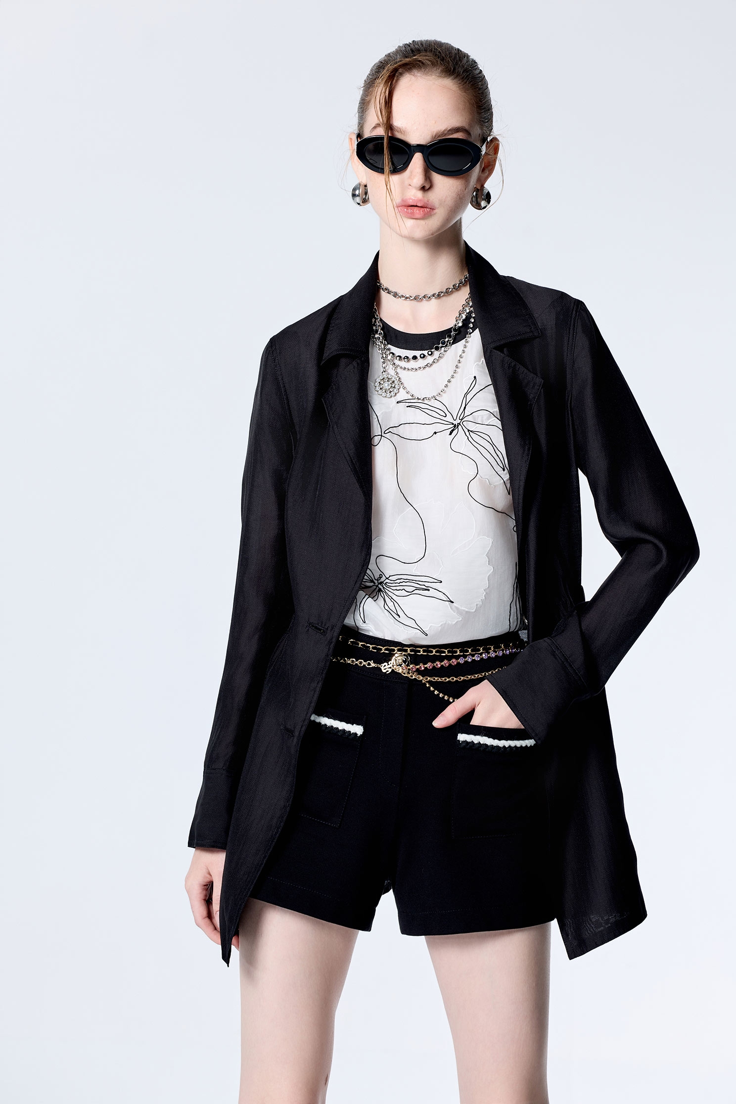 Floral Embroidery Short Sleeve TopFloral Embroidery Short Sleeve Top,Tops,Season (SS) Look,Back To Classic,Back To B/W