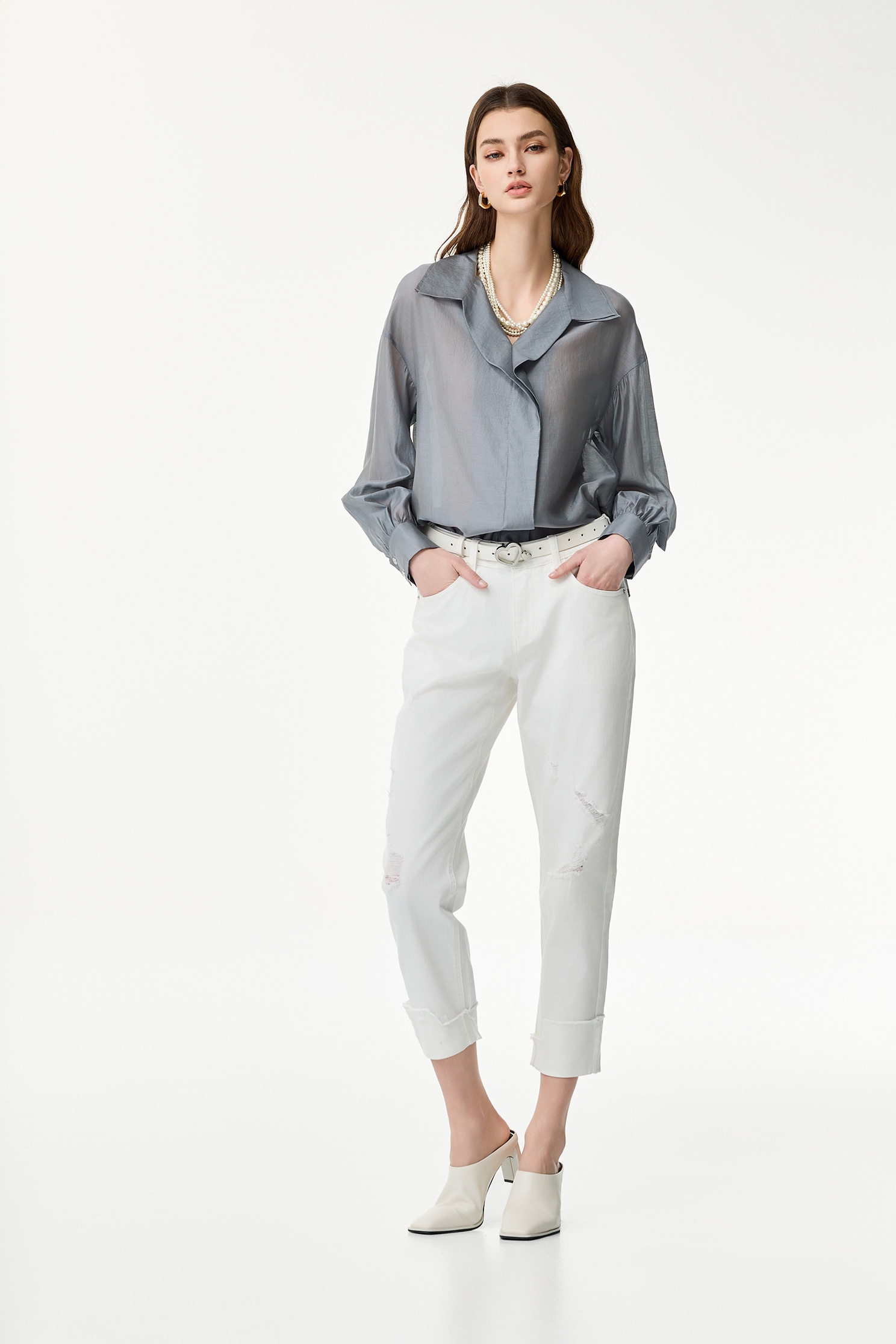 Oversize Grey BlouseOversize Grey Blouse,Tops,Season (SS) Look,Blouses,Long sleeve tops