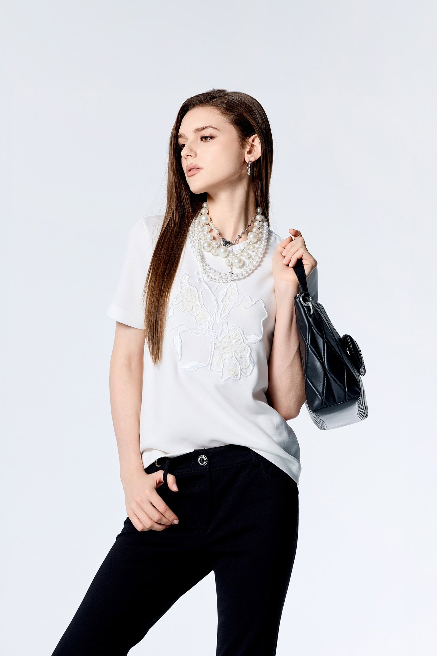 Floral Embroidery Short Sleeve TeeFloral Embroidery Short Sleeve Tee,Tops,Season (SS) Look,Lace tops