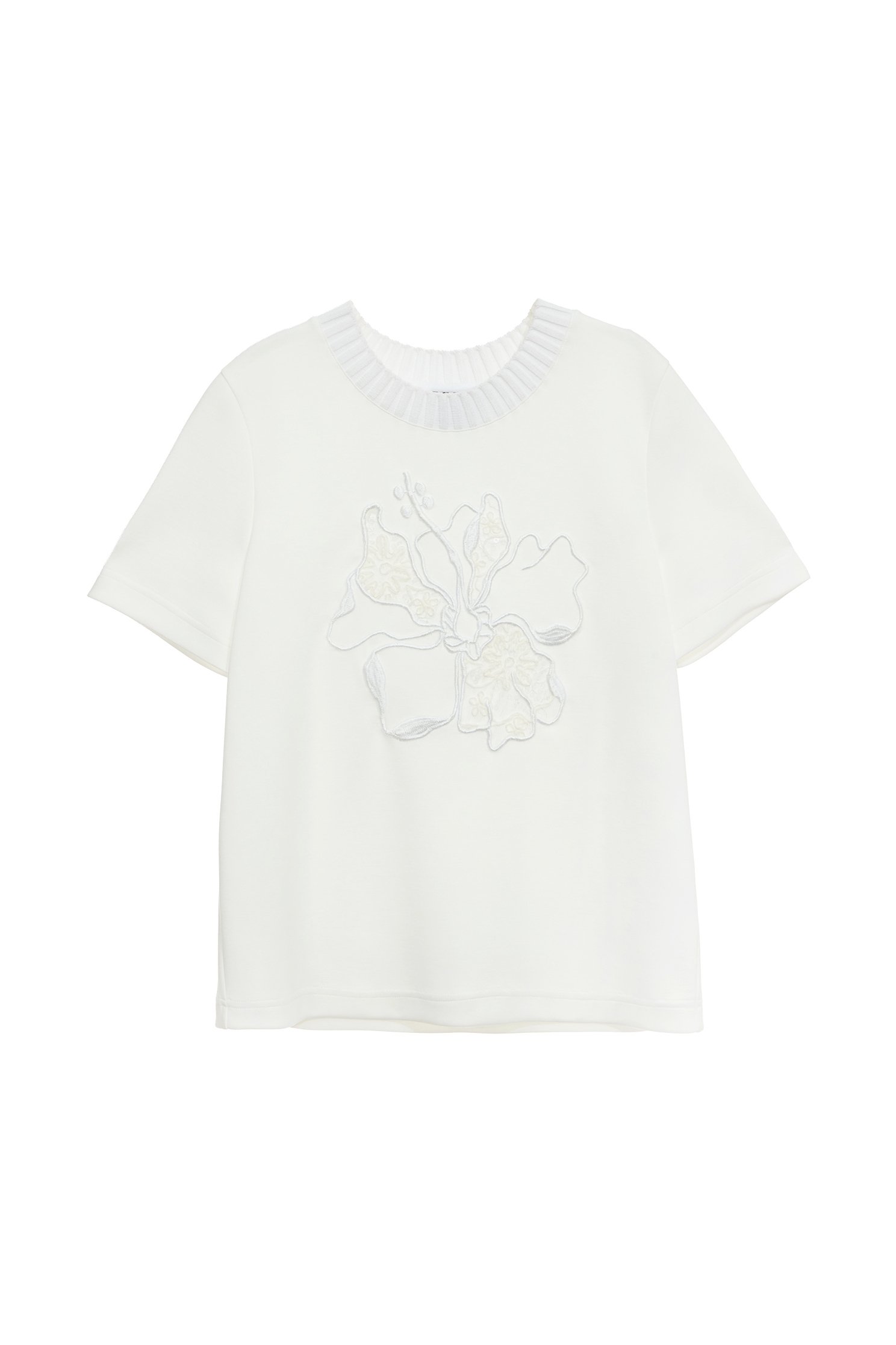Floral Embroidery Short Sleeve TeeFloral Embroidery Short Sleeve Tee,Tops,Season (SS) Look,Lace tops