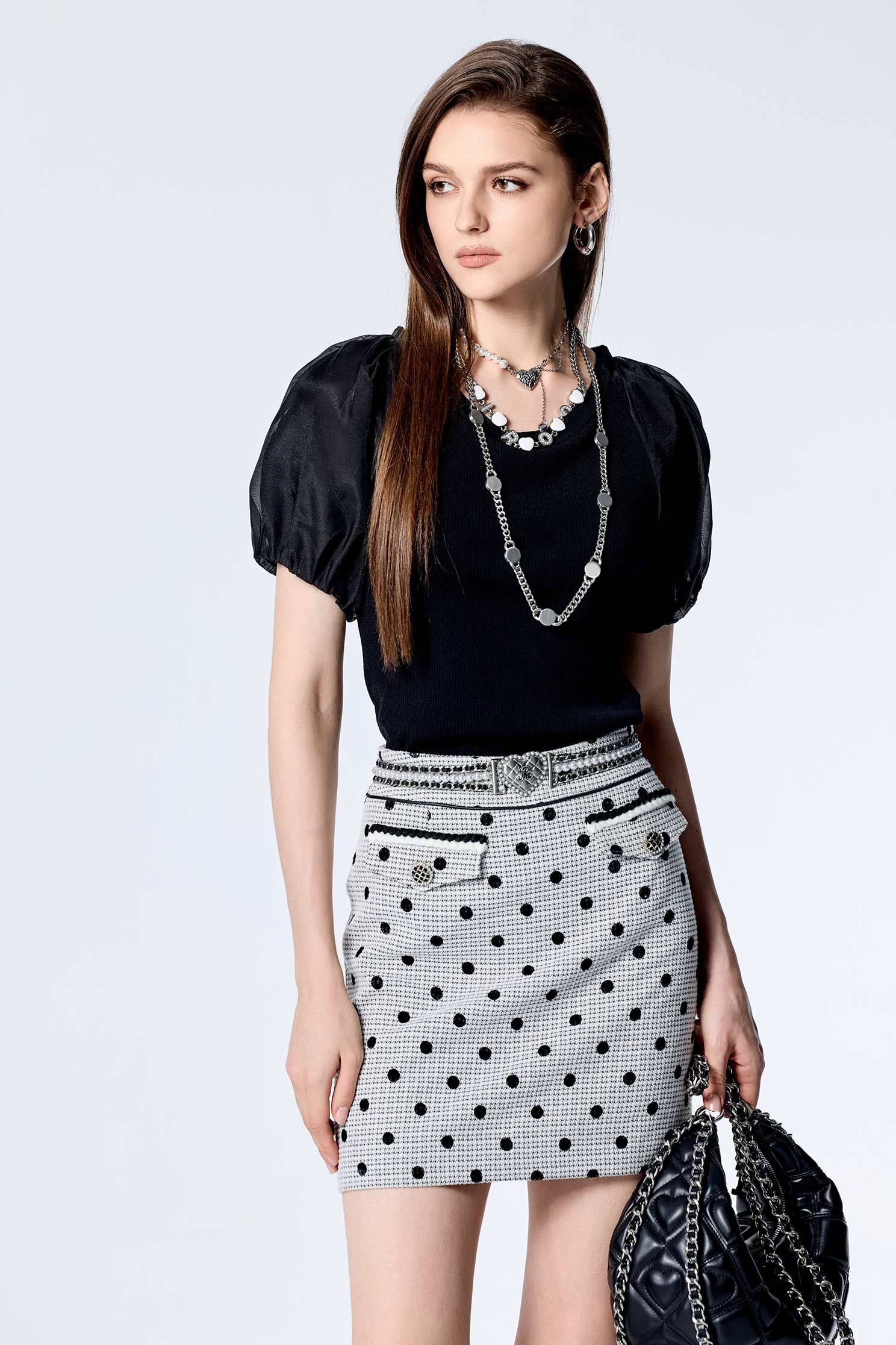 Organza Sleeve Knit TopOrganza Sleeve Knit Top,Tops,Season (SS) Look,Knitted,Knitted tops