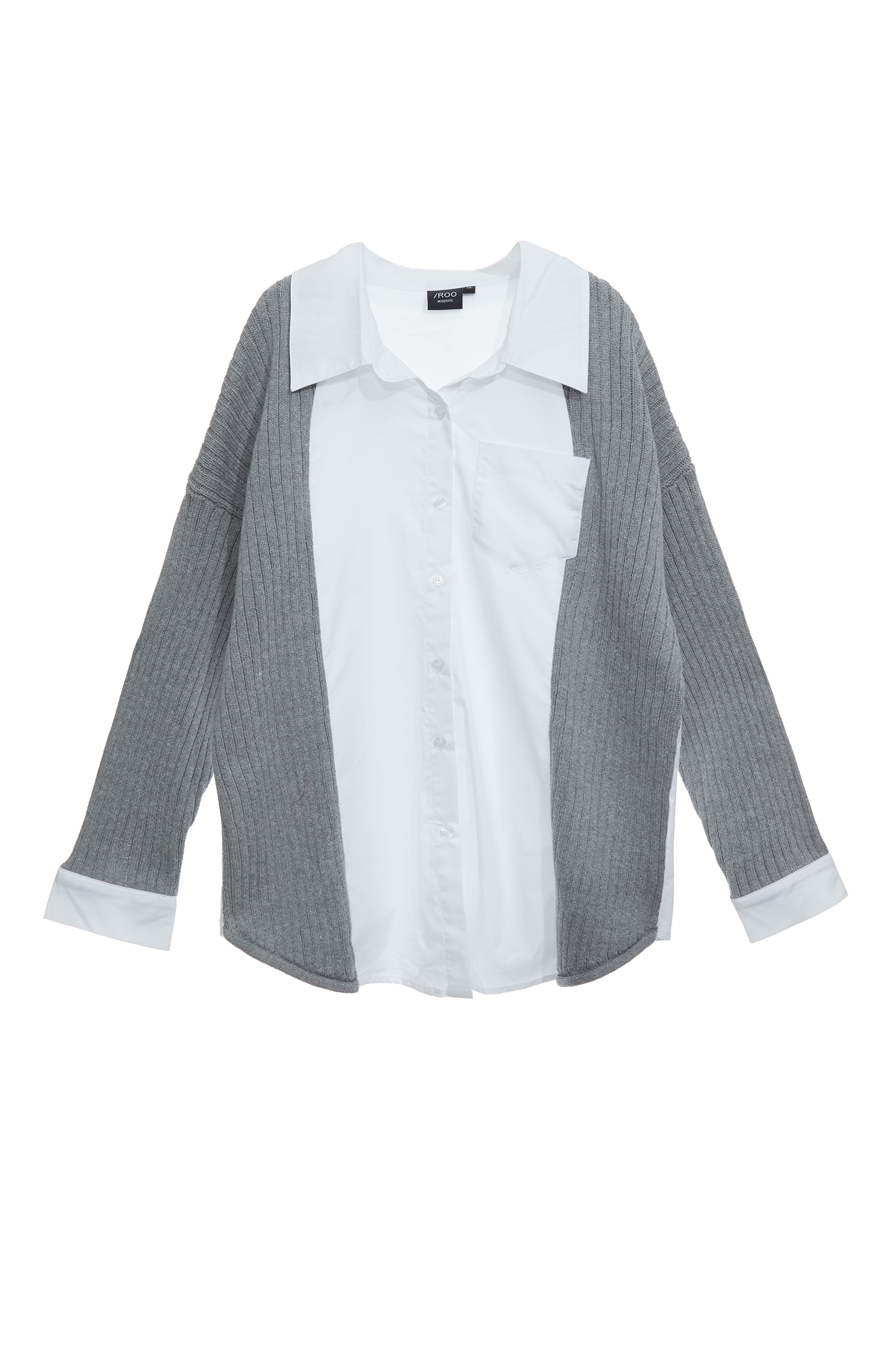 Woven Knit Combo BlouseWoven Knit Combo Blouse,Tops,Season (SS) Look,Blouses,Knitted,Knitted tops